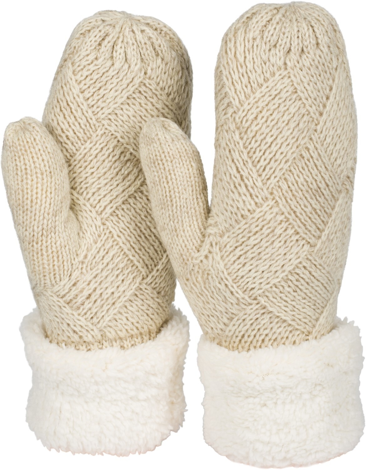 styleBREAKER Fäustlinge "Strickhandschuhe Fäustlinge mit Rauten Muster und Fleece" 1 Stk.