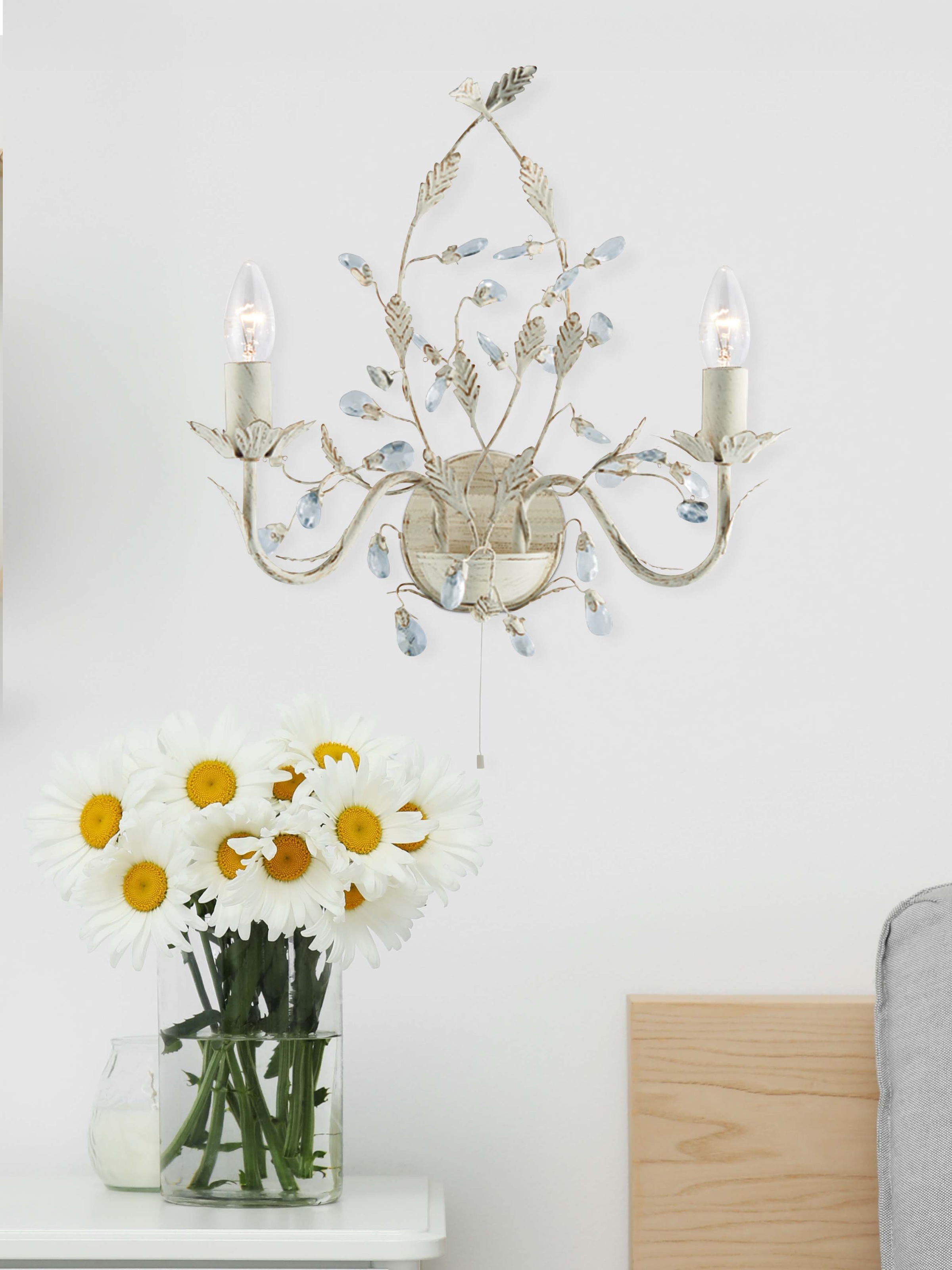 Searchlight Wandleuchte »Alamandite 2Lt Wandleuchte - Cremefarbig und Gold« E14 1 Stk.