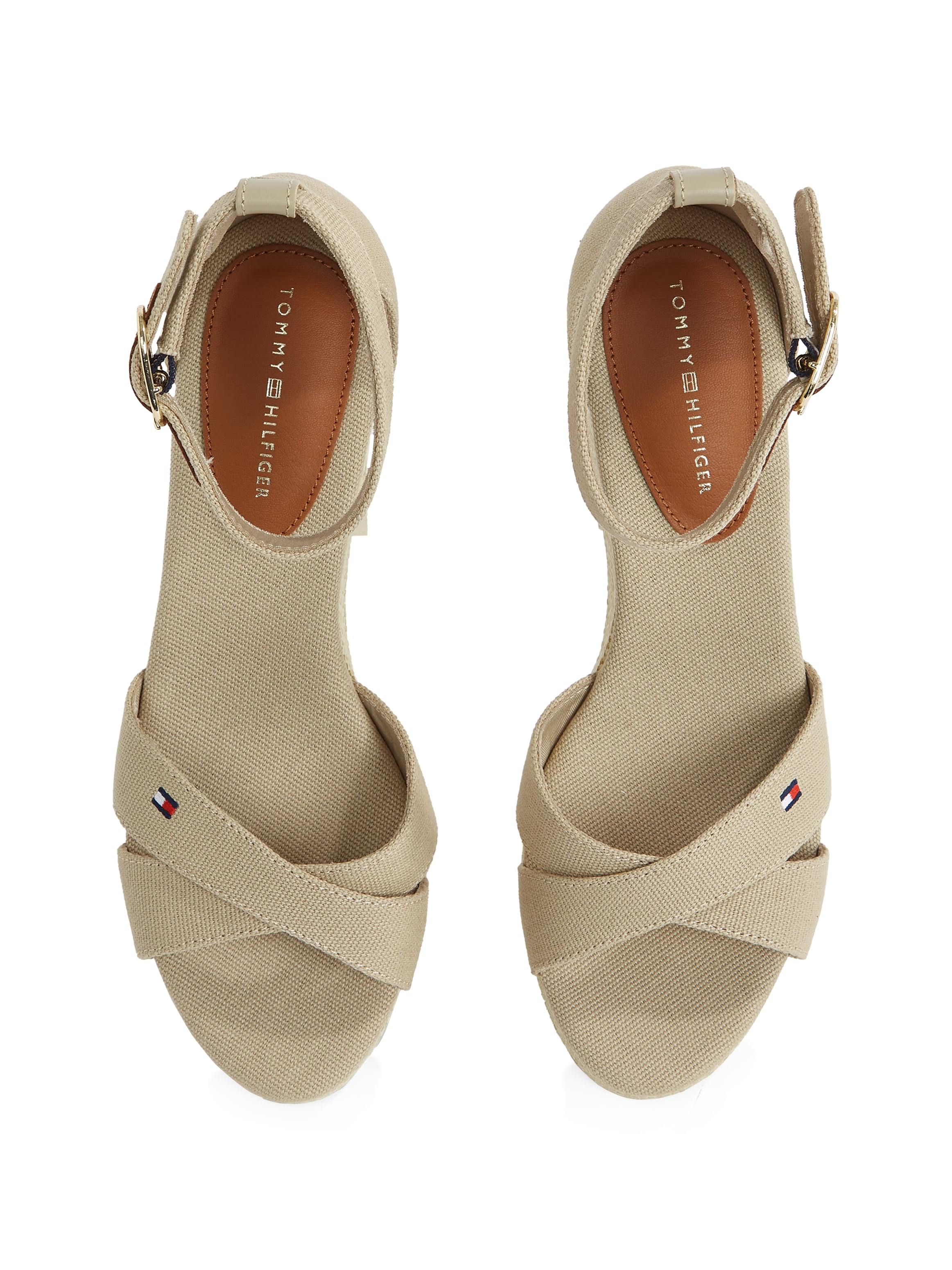 Tommy Hilfiger Keilsandalette »FLAG CRISS-CROS MID WEDGE ESPAD«, Riemchensandale, Sommerschuh mit verstellbarer Schnalle