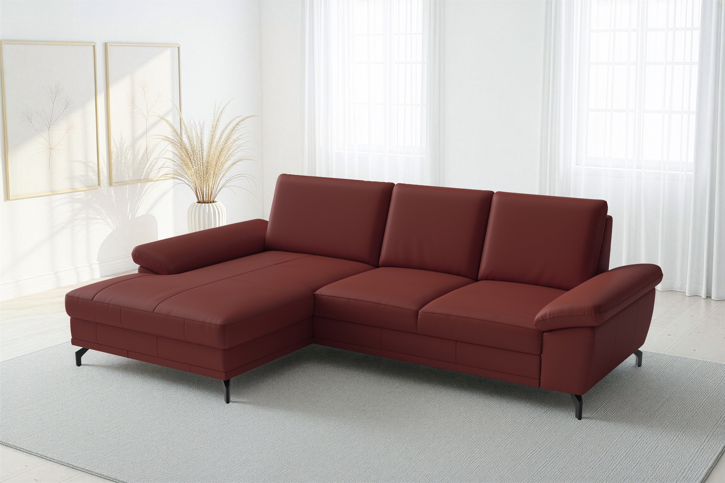 sit&more Ecksofa "Chelsea L-Form, B: 264 cm, Leder, inkl. Sitztiefen-&Armteilverstellung" optional mit Schlaffunktion und Bettkasten