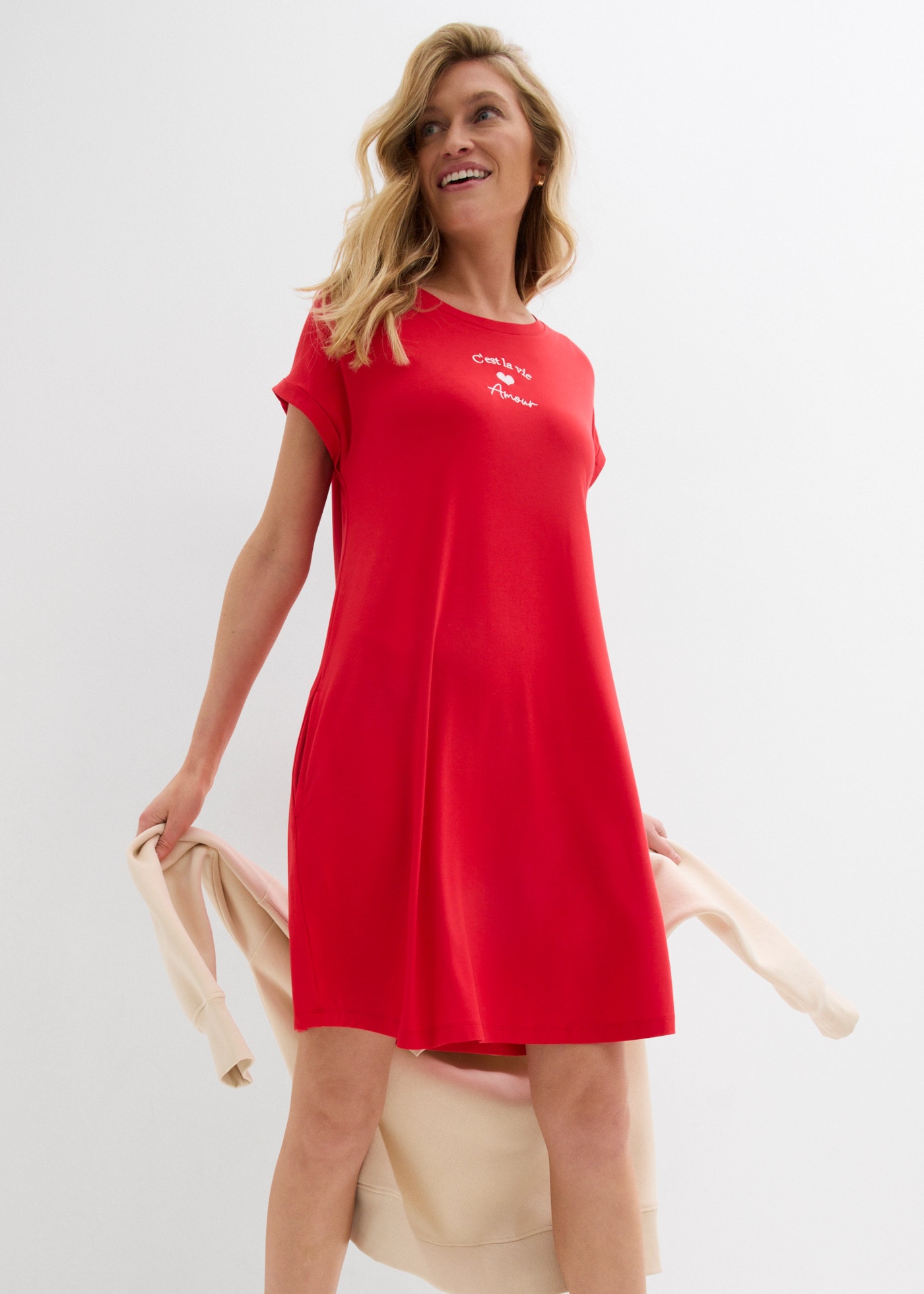 bonprix Jerseykleid lockere Passform, aus Viskose und Elasthan, mit Rundhalsausschnitt