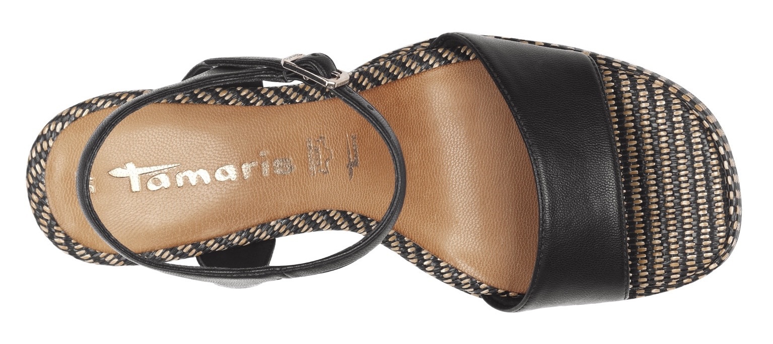 Tamaris Sandalette, Blockabsatz, Riemchensandale, auffällige Absatzgestaltung