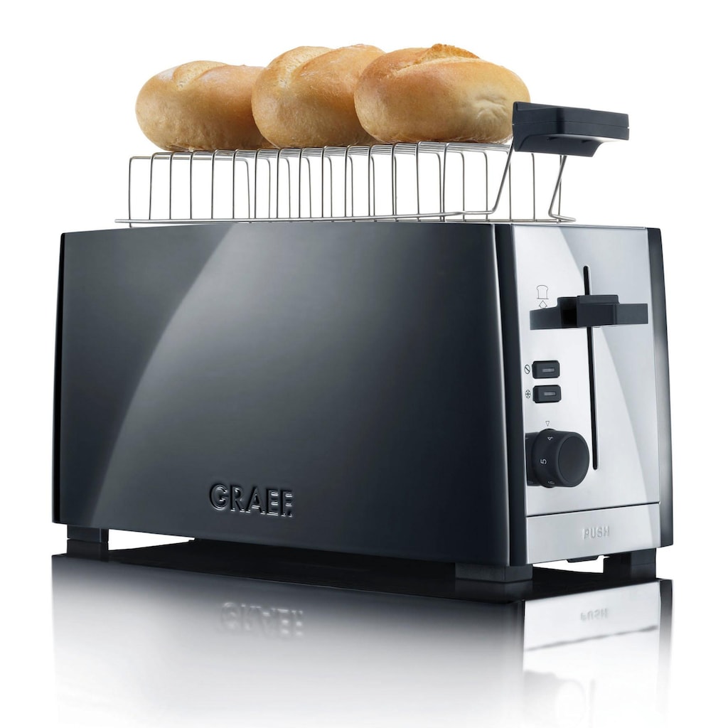 Graef Toaster »TO 102, schwarz-matt«, 2 lange Schlitze, für 4 Scheiben, 1380 W