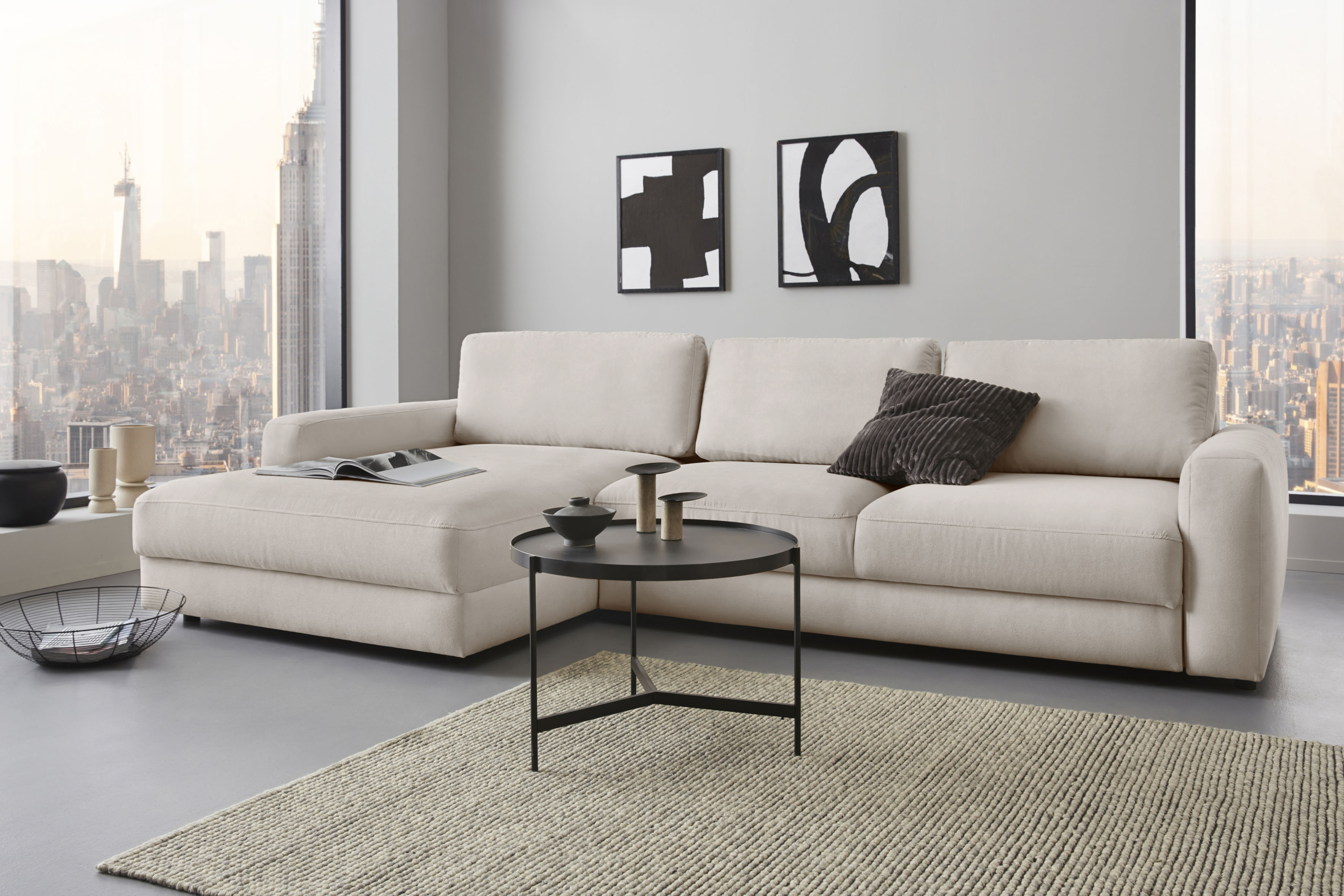 Home affaire Ecksofa "Bloomfield, bequem und elegant, Breite 303cm, L-Form" wahlweise mit Bettfunktion und Bettkasten, Unser Dauertiefpreis