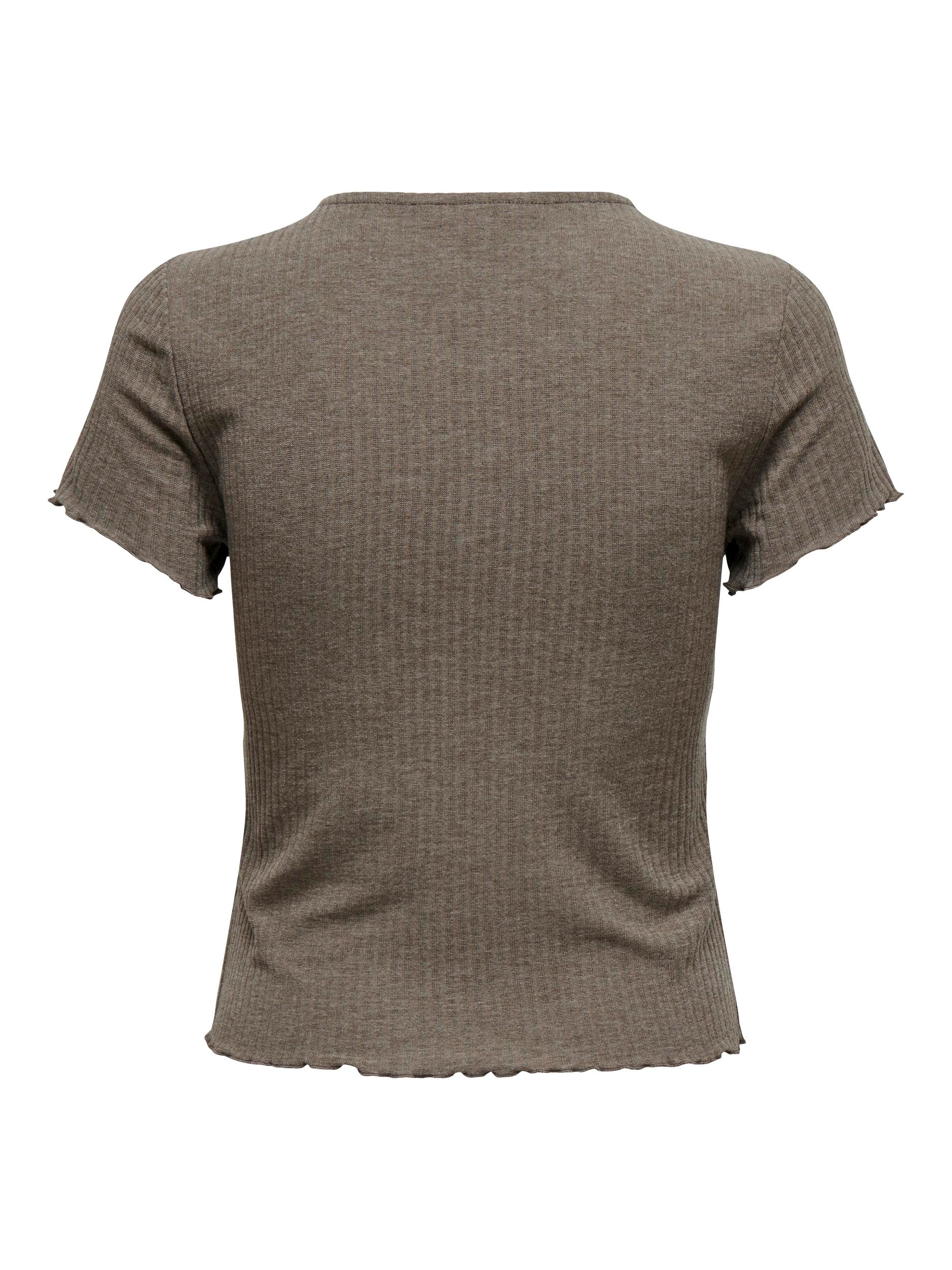 ONLY Rundhalsshirt "ONLEMMA – Kurzarmshirt mit gewelltem Abschluss", Rundha günstig online kaufen