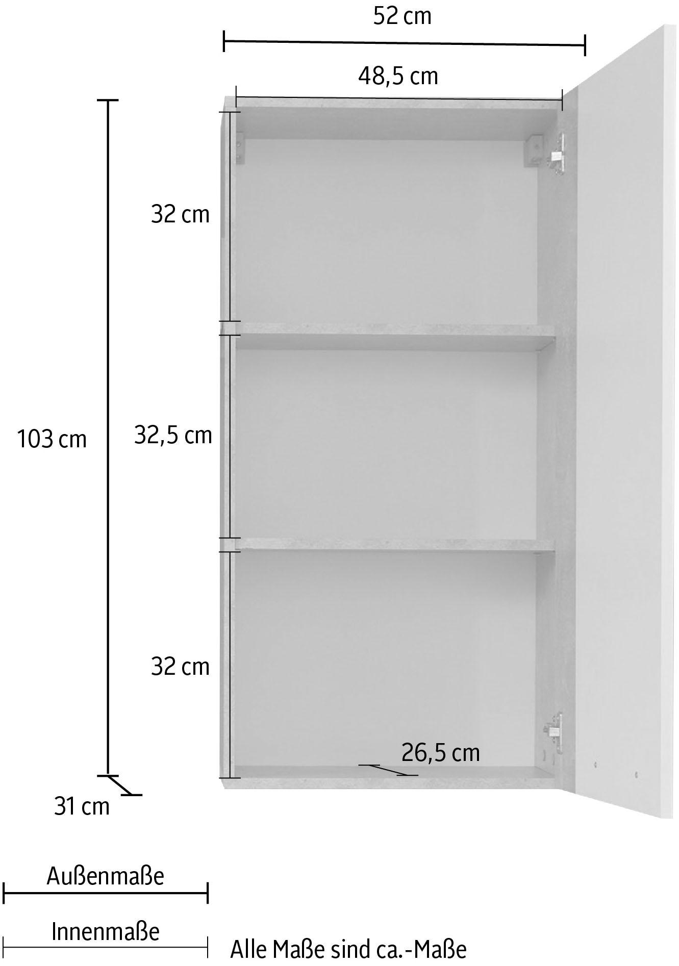 INOSIGN Hängevitrine »Gwendolyn«, Hängeschrank fürs Wohnzimmer mit 3 Fächern - (B/T/H) 52/31/103 cm