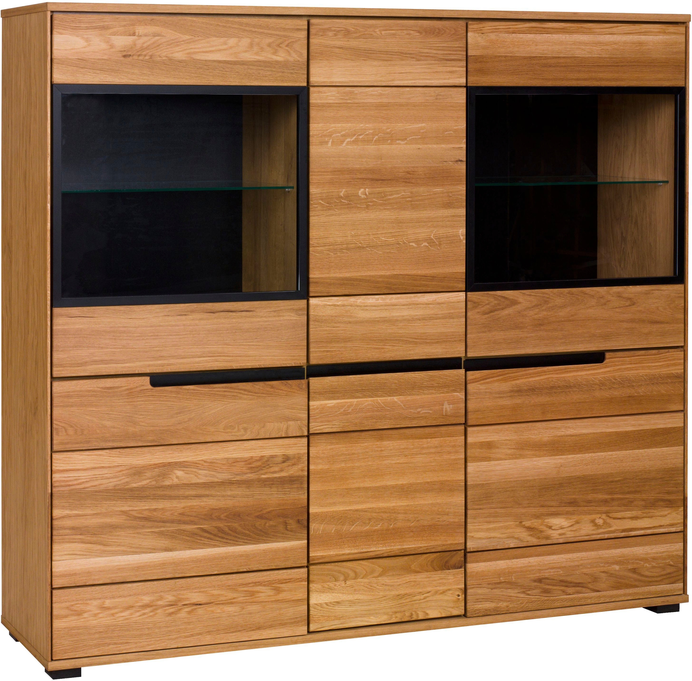 Home affaire Highboard Aluglastüren in Schwarz, Türen mit dampfer, dunklen günstig online kaufen