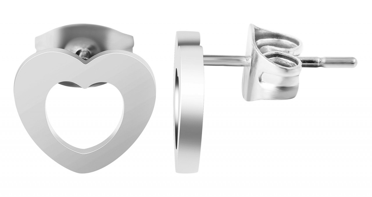 Paar Ohrhänger ADELIA´S "Damen Ohrstecker aus poliertem Edelstahl mit Herz", silber, Ohrringe, Damen, Damen, Edelstahl