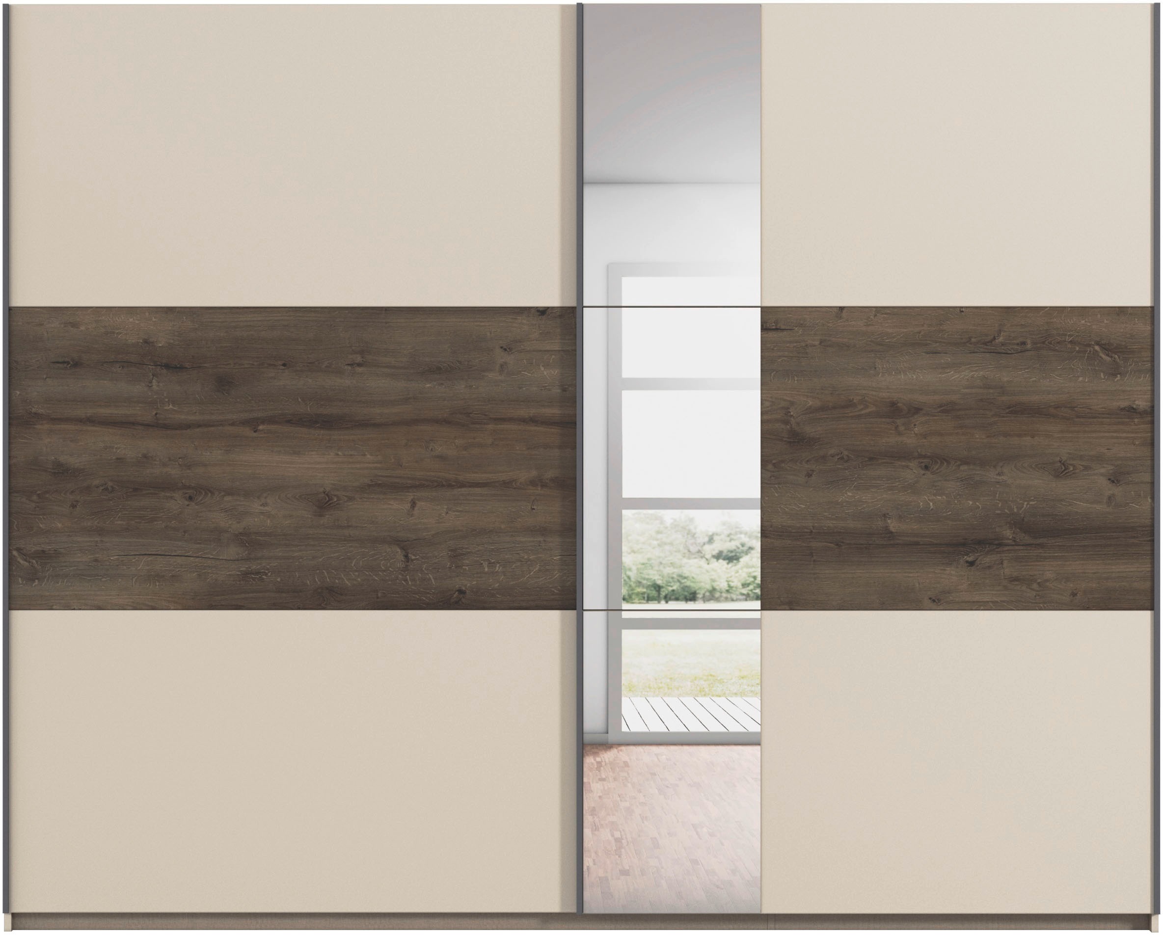 rauch Schwebetürenschrank »Kleiderschrank Schrank Garderobe Schlafzimmerschrank SAJO«, in 2 Breiten (218, 261 cm) optional mit Spiegel MADE IN GERMANY