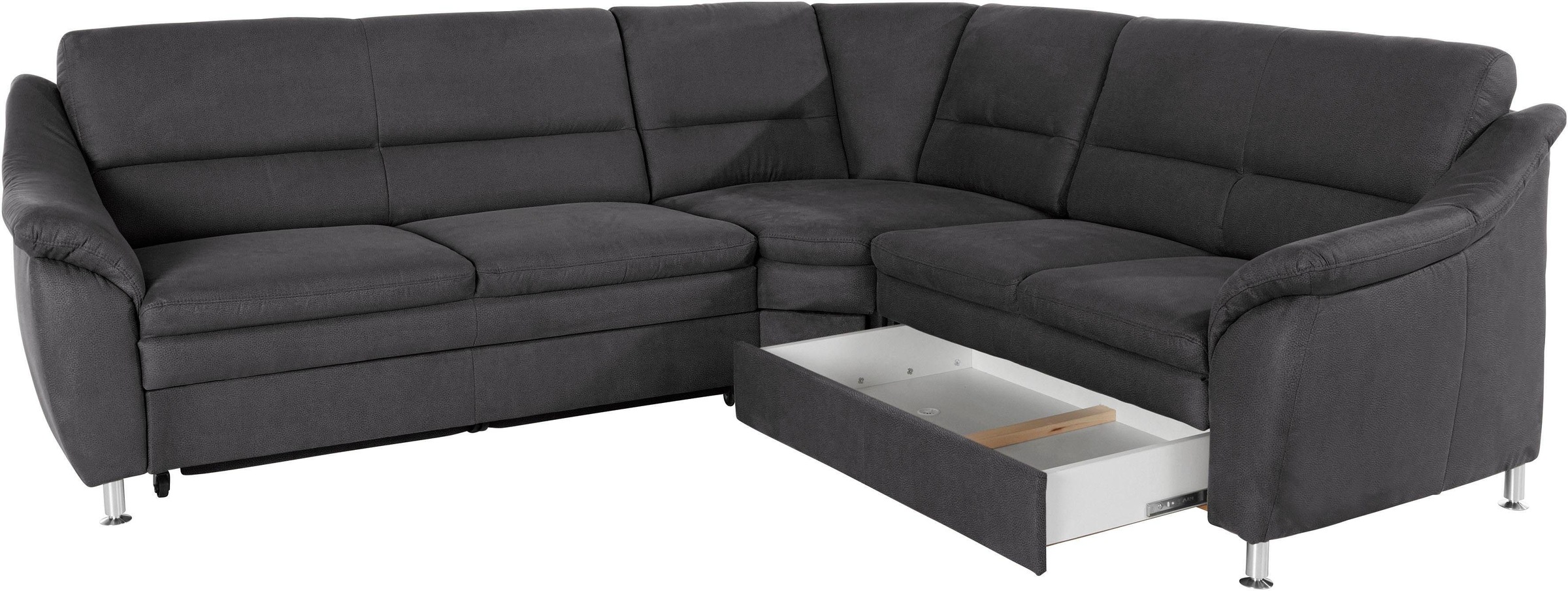 Ecksofa HOME AFFAIRE "Cardoso L-Form", grau (anthrazit), B:260cm H:90cm T:230cm, Luxus-Microfaser ALTARA NUBUCK (100% Polyester);Luxus-Microfaser weich (90% Polyester, 10% Polyamid);Struktur (52%Polyester, 35% Acryl, 13%Cotton);Luxus-Microfaser Lederoptik 8