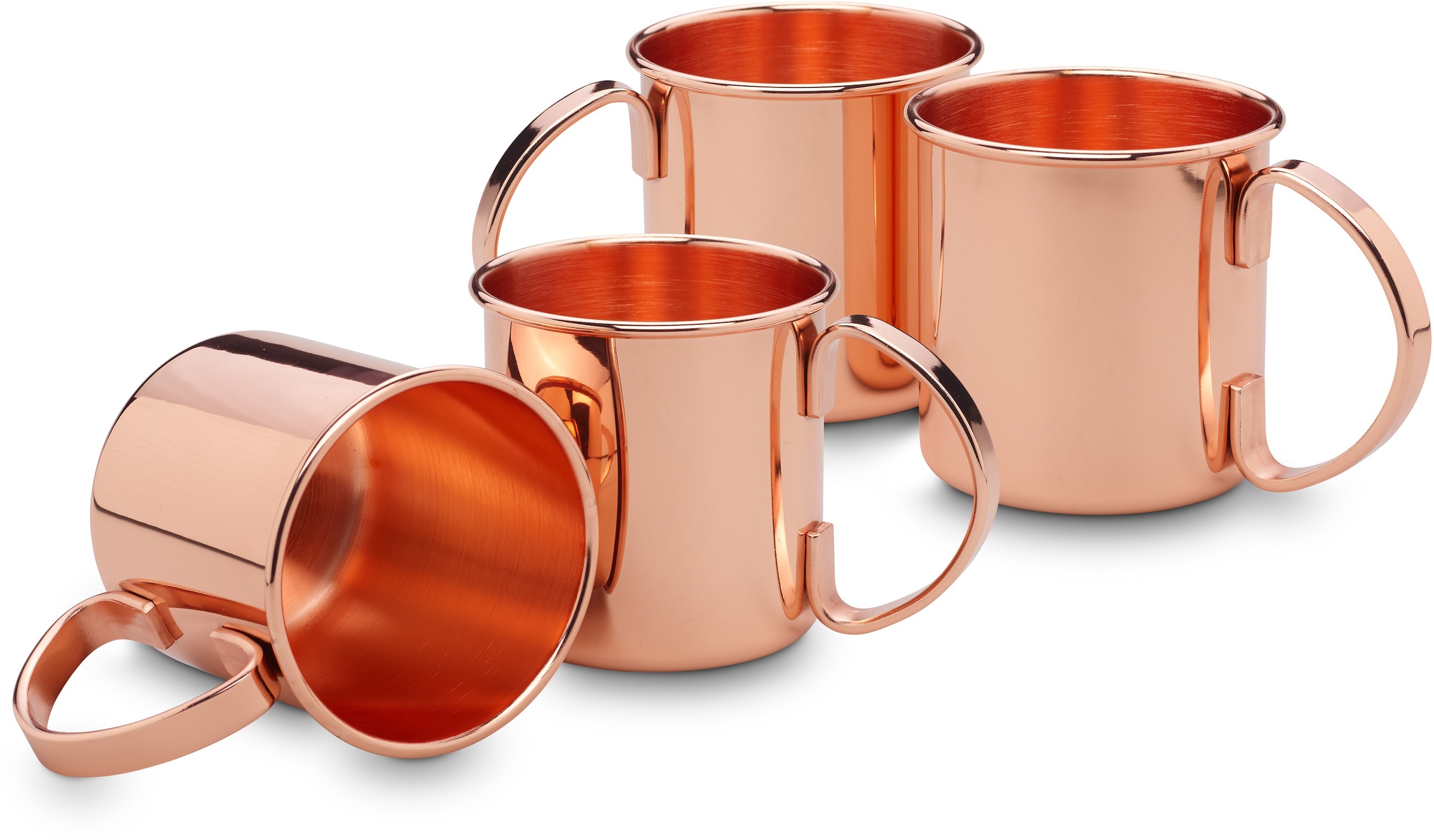 Becher, (Set, 4 tlg.), Moscow Mule Kupferbecher, Cocktailgläser, bruchsicher, 450 ml,...