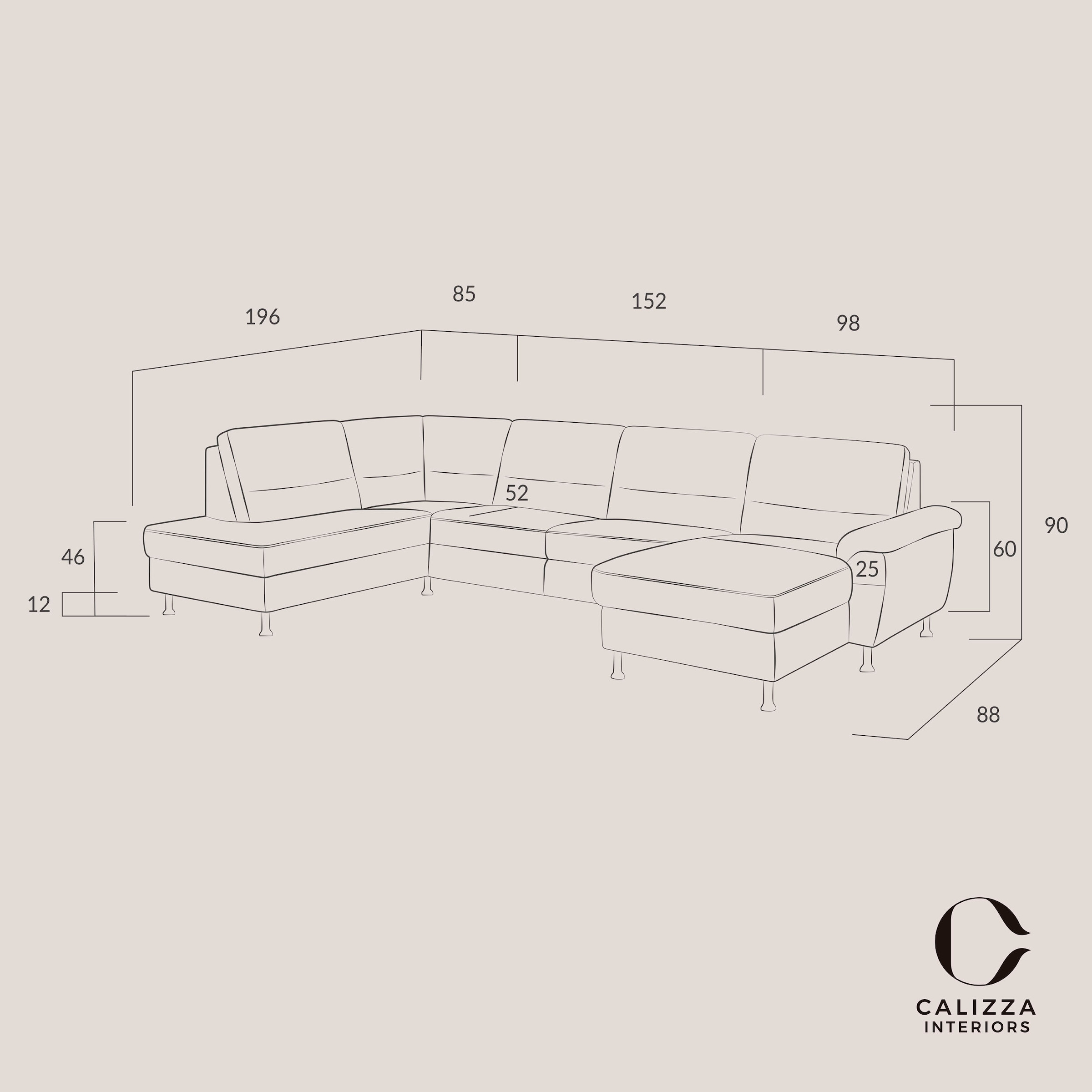 CALIZZA INTERIORS Wohnlandschaft »Onyx U-Form«, (3 St.), wahlweise mit Bettfunktion und Bettkasten