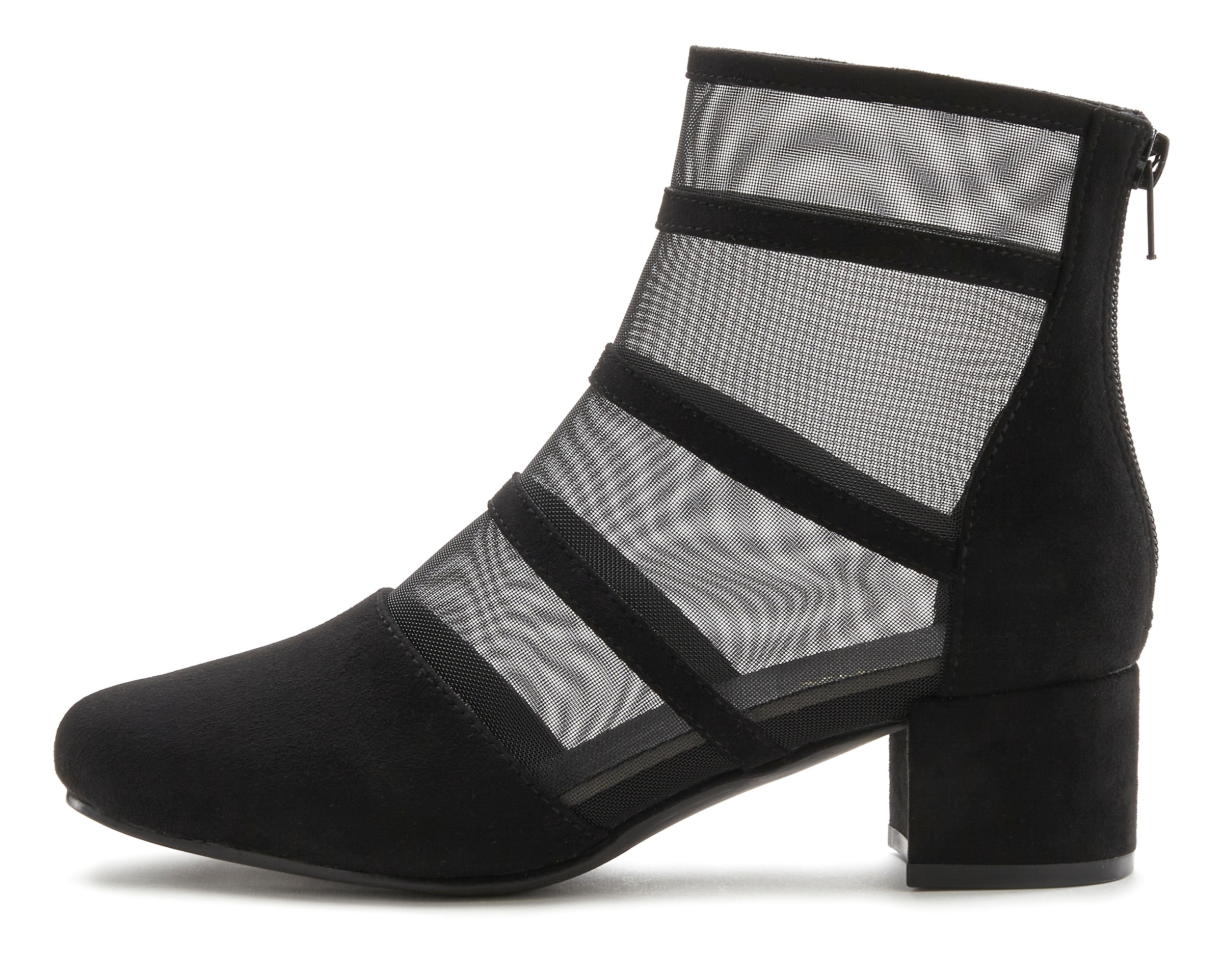 Thumbnail - LASCANA Stiefelette "Ankle Boots, Stiefel" mit modischen Mesh-Einsätzen und Blockabsatz VEGAN