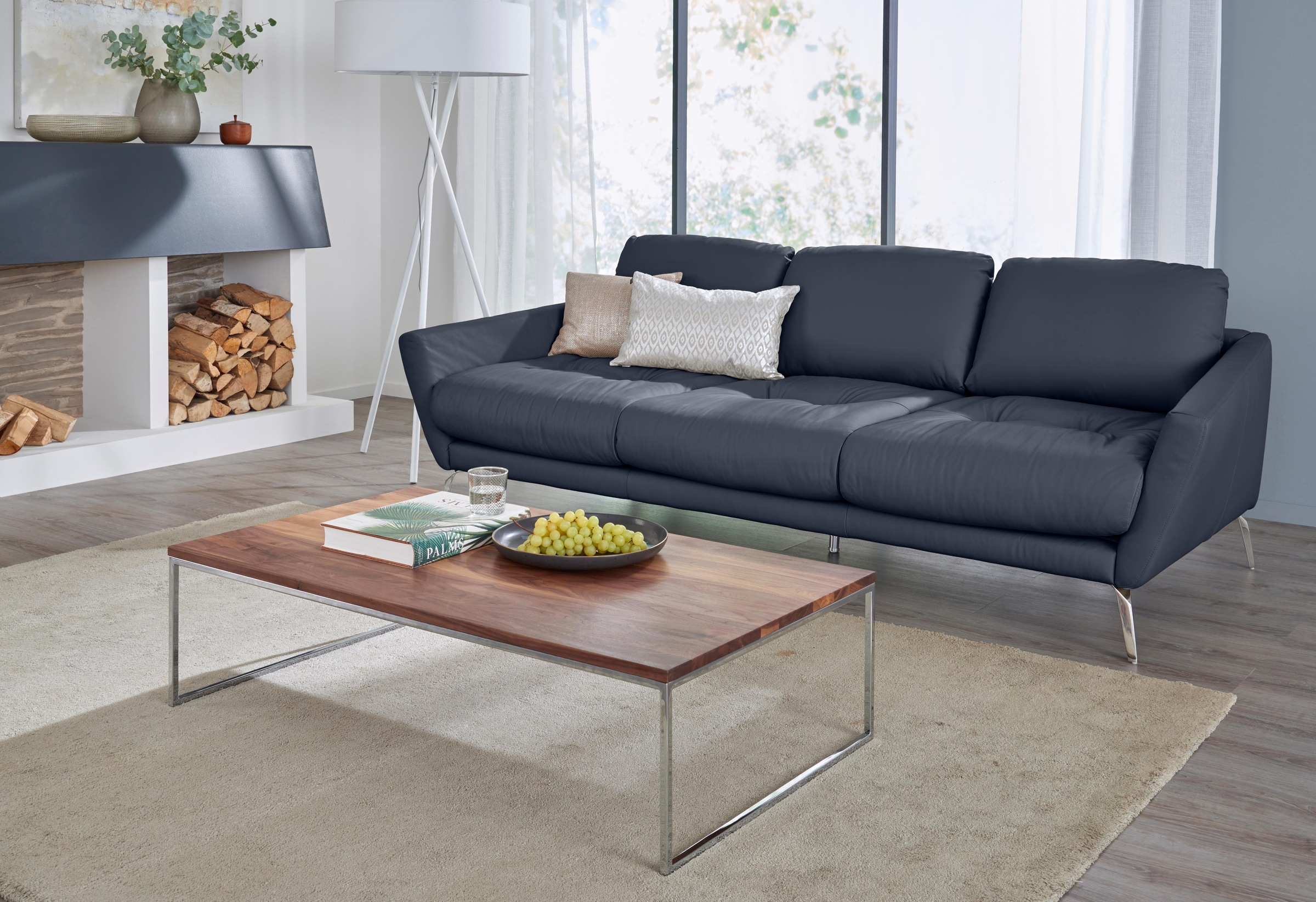 W.SCHILLIG Big-Sofa »softy«, mit dekorativer Heftung im Sitz, Füße Chrom glänzend