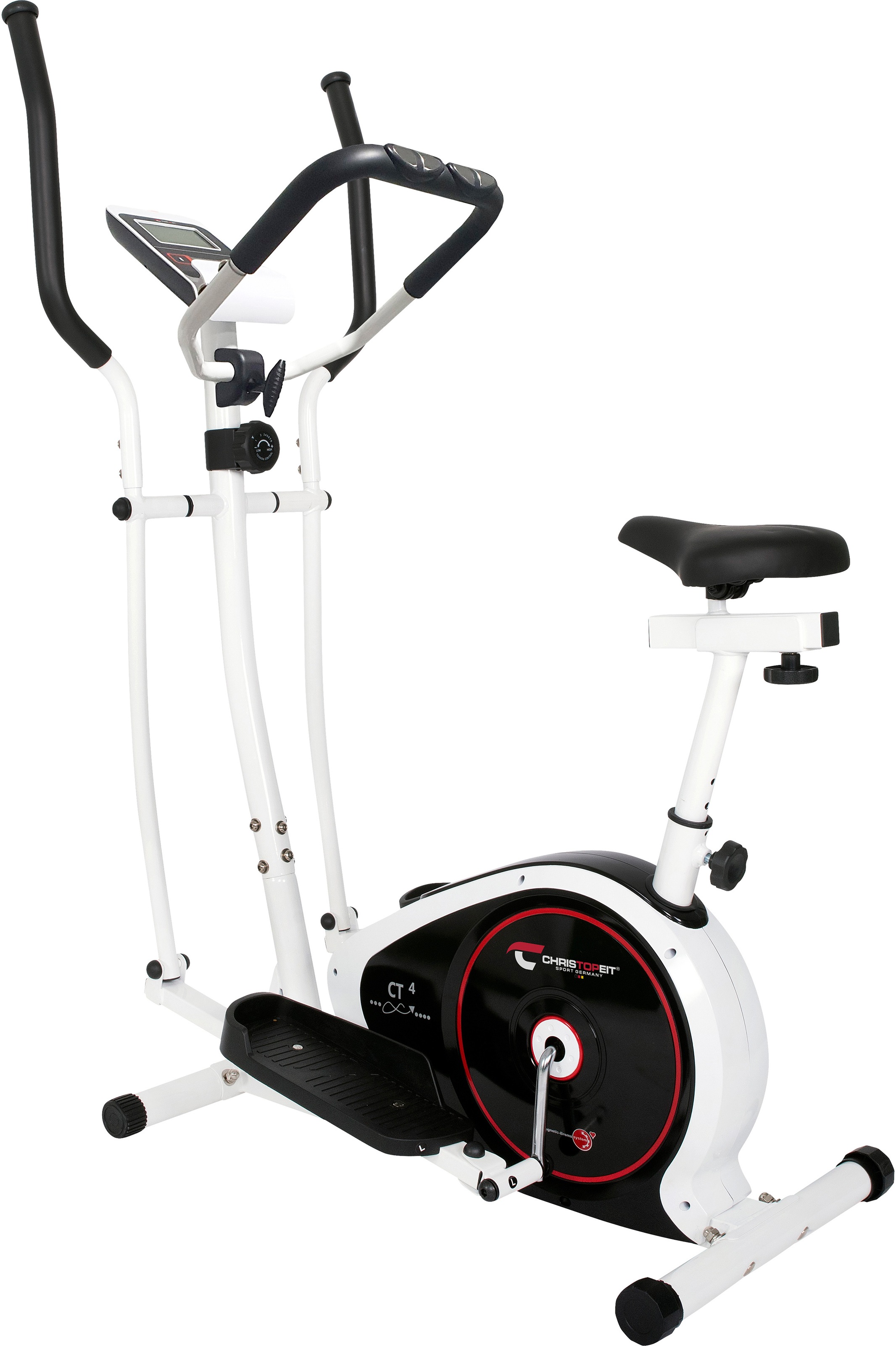 Crosstrainer "CT 4", B:66cm H:152cm L:114cm, rot, CHRISTOPEIT SPORT, Crosstrainer, 100 kg max. Benutzergewicht, 8 Widerstandsstufen