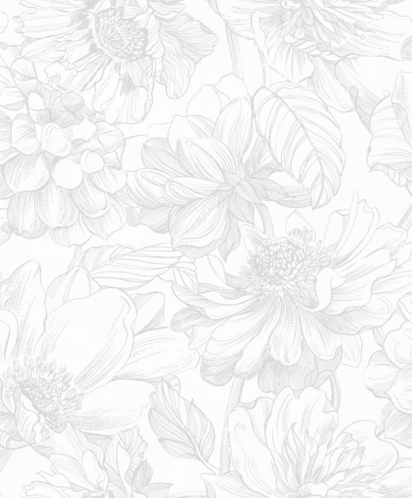 Vliestapete "Soft Blush Dahlia", B/L: 0,53m x 10m, grau, ART FOR THE HOME, Wohnzimmer, Tapeten, Grau - 53x10m