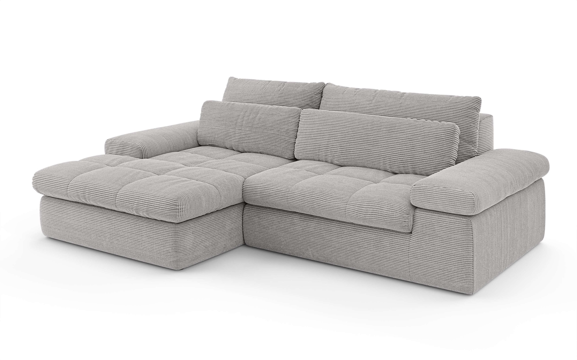 Home affaire Ecksofa »ALVERIE mit Recamiere, moderne Steppung, Maße: B/T/H 274/203/106 cm«, L-Form mit Wellenunterfederung, mit 4 Rückenkissen, pflegeleicht Stoff