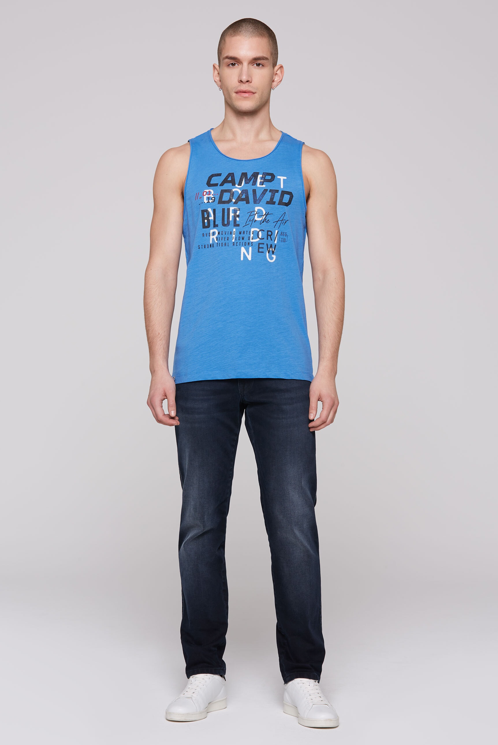 CAMP DAVID Tanktop, mit offenen Kanten an den Ausschnitten