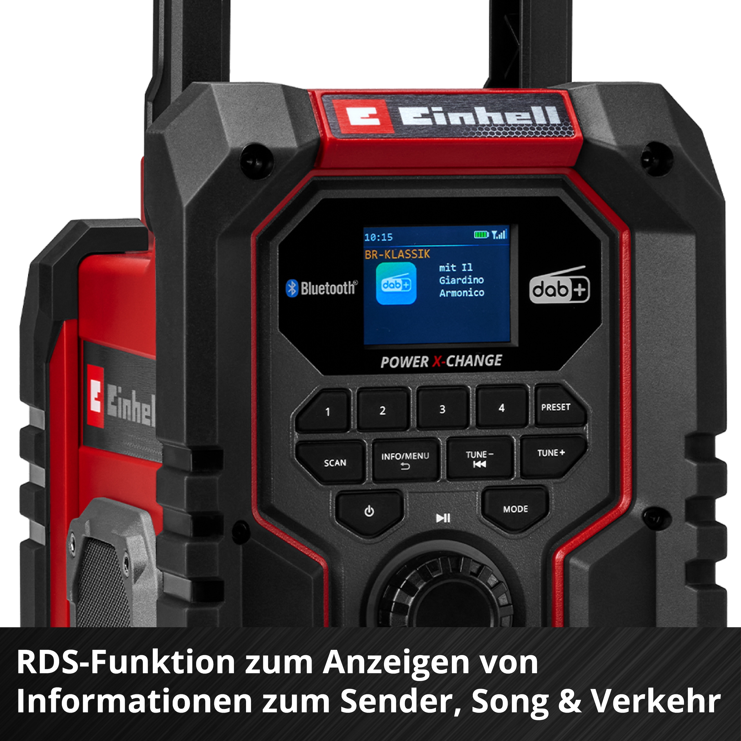 Einhell Baustellenradio »Akku-Radio TE-CR 18 Li (1x 4,0 Ah PLUS)«, (FM-Tuner-Digitalradio (DAB+)-FM-Tuner mit RDS), Inkl. Akku und Ladegerät