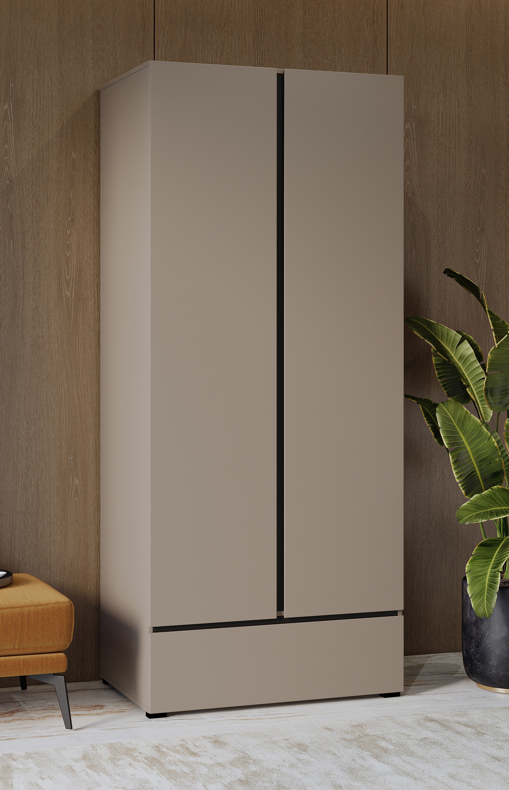 Home affaire Drehtürenschrank "Cross, moderner griffloser Kleiderschrank", günstig online kaufen