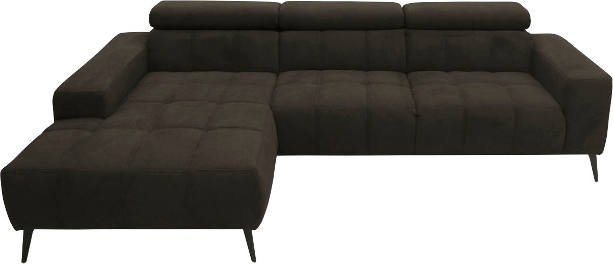 DOMO collection Ecksofa »Trento L-Form, mit Kufenfuß oder Einzelfuß«, wahlweise mit Kopfteilverstellung, Recamiere links/rechts bestellbar