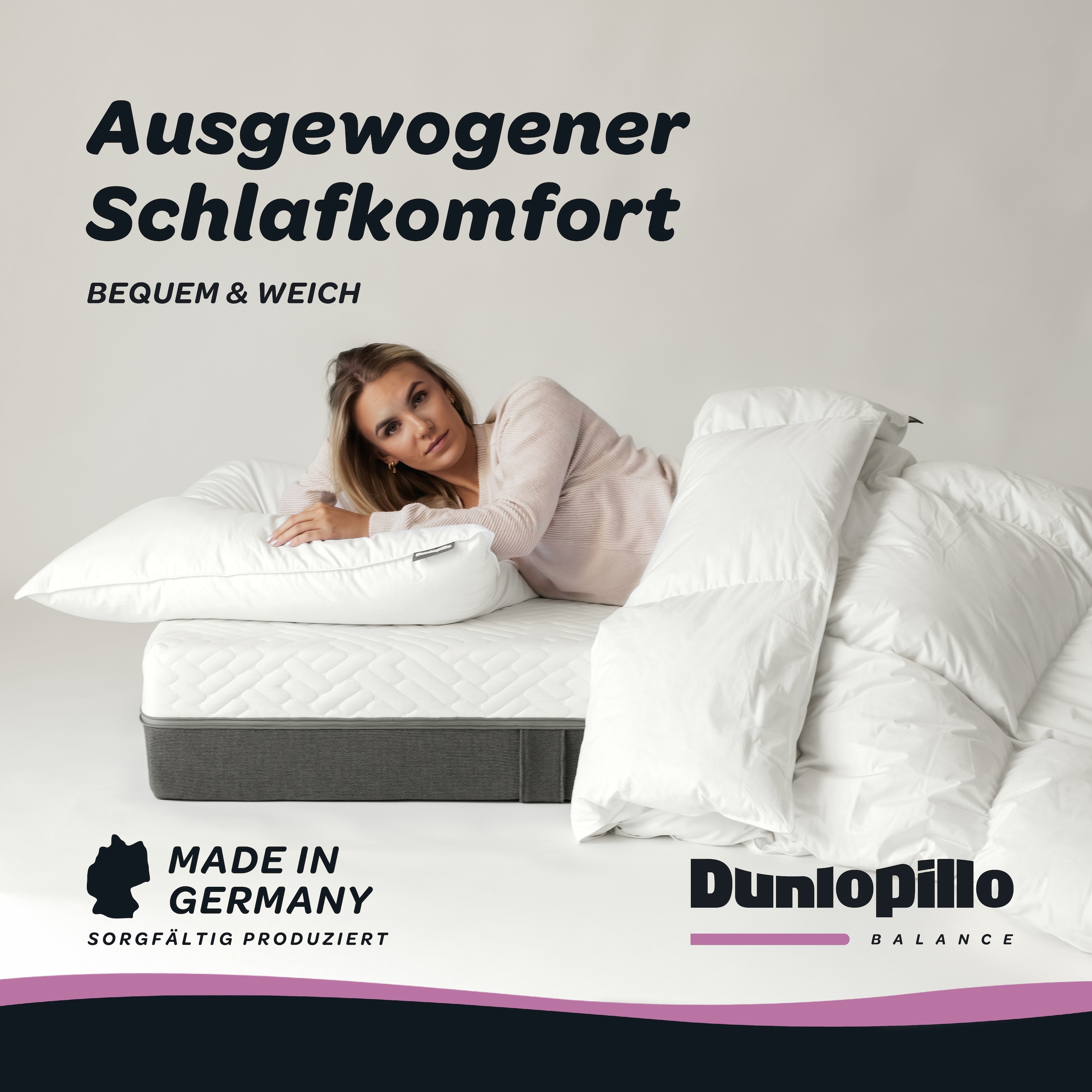 Dunlopillo 3-Kammer-Kopfkissen »Dunlopillo Supreme in den Größen 40x80 & 80x80 cm« Füllung: Gänsedaunen- & Gänsefedern 1 Stk. tlg. Hergestellt in Deutschland & Downpass zertifiziert, NOMITE