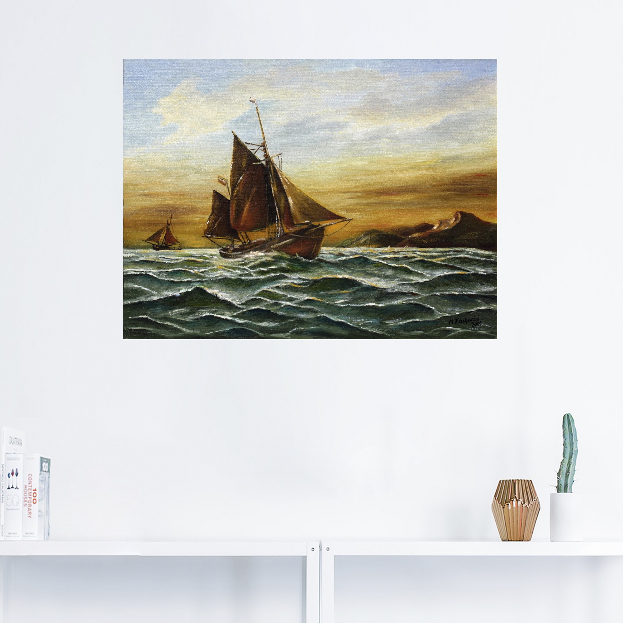 Artland Wandbild »Segelschiff auf See - maritime Malerei«, Boote & Schiffe, (1 St.), als Leinwandbild, Wandaufkleber in verschied. Größen