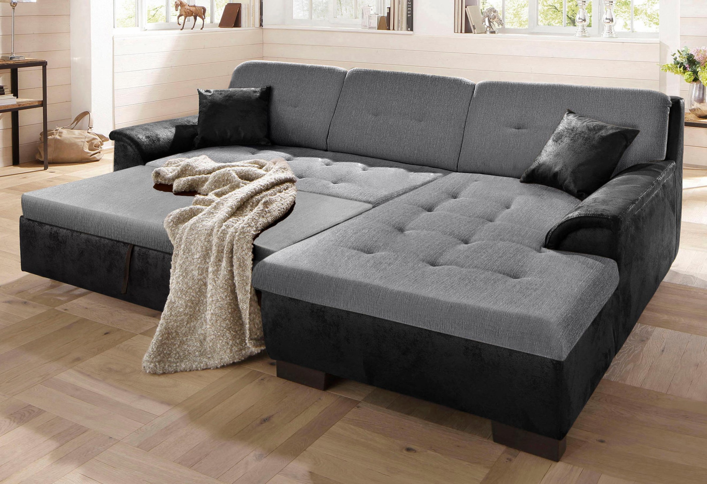 Home affaire Ecksofa "BERGEN 267x178 cm, elegantes Design" whlw. mit Bettfunktion L-Form
