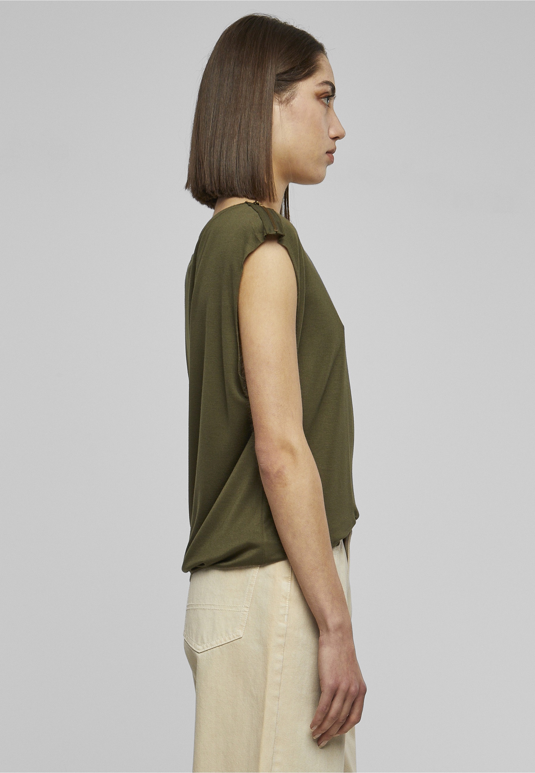 URBAN CLASSICS T-Shirt »Urban Classics Damen Ladies Shoulder Zip HiLo Tee« 1 Stk.