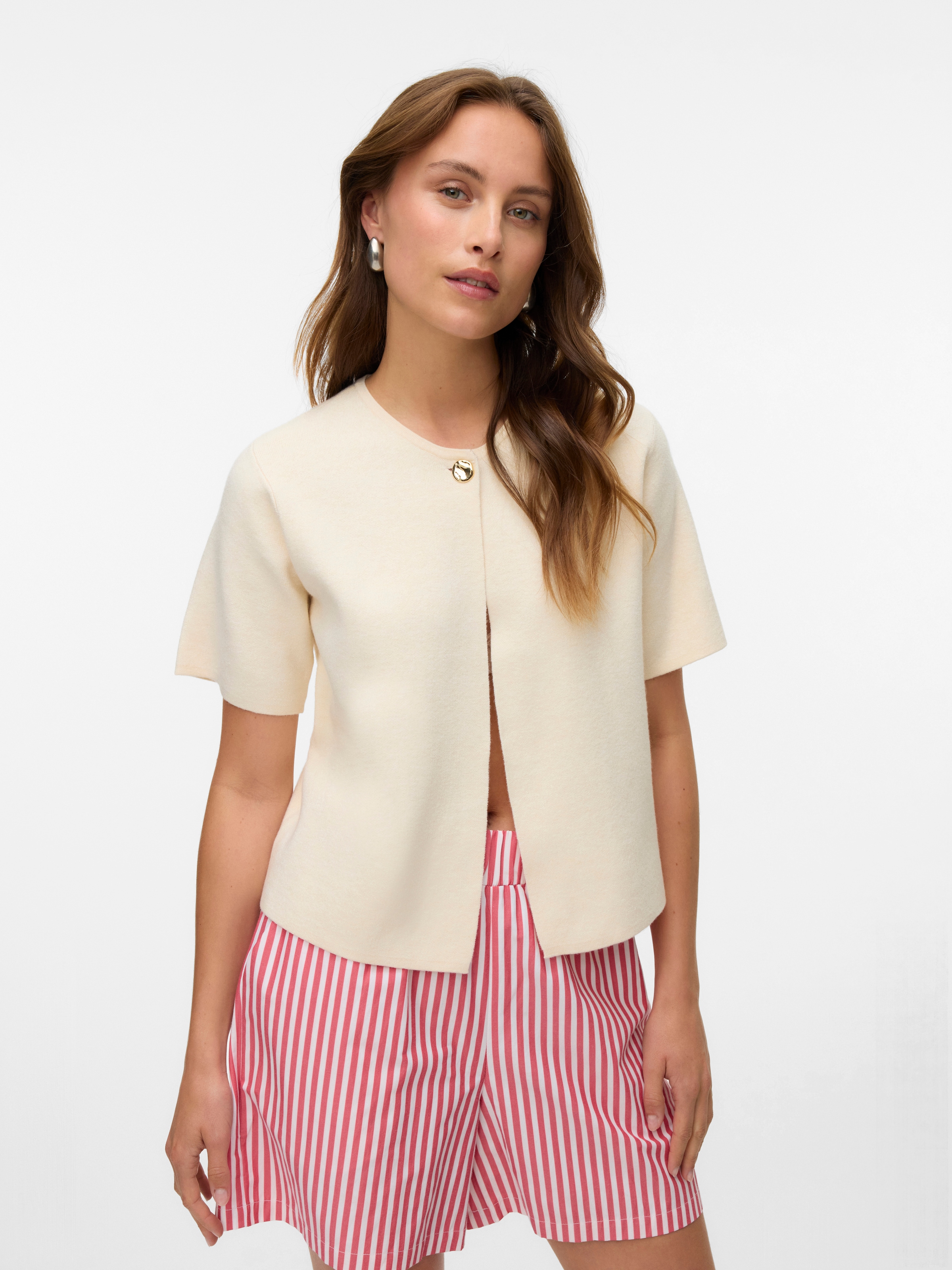 Vero Moda Strickjacke "VMGOLD SS O-NECK ONE BUTTON CARDIGAN" günstig online kaufen