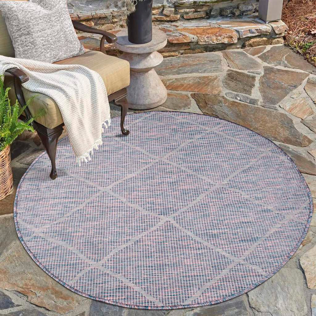 Carpet City Outdoorteppich "PALM3075" rund 5 mm Höhe Wetterfest & UV-bestän günstig online kaufen