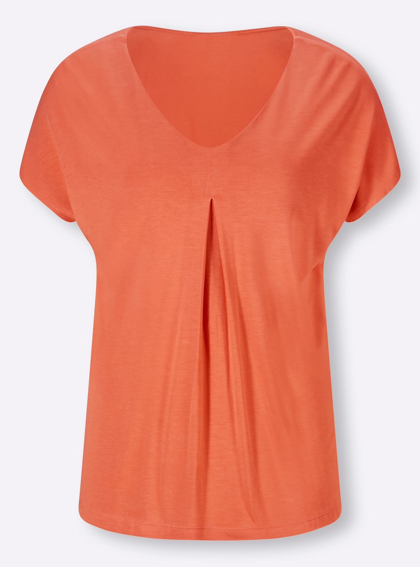 Kurzarmshirt HEINE "Shirt", Damen, Gr. 40, orange (mandarine), 100% Viskose, unifarben, V-Ausschnitt, Shirts 3