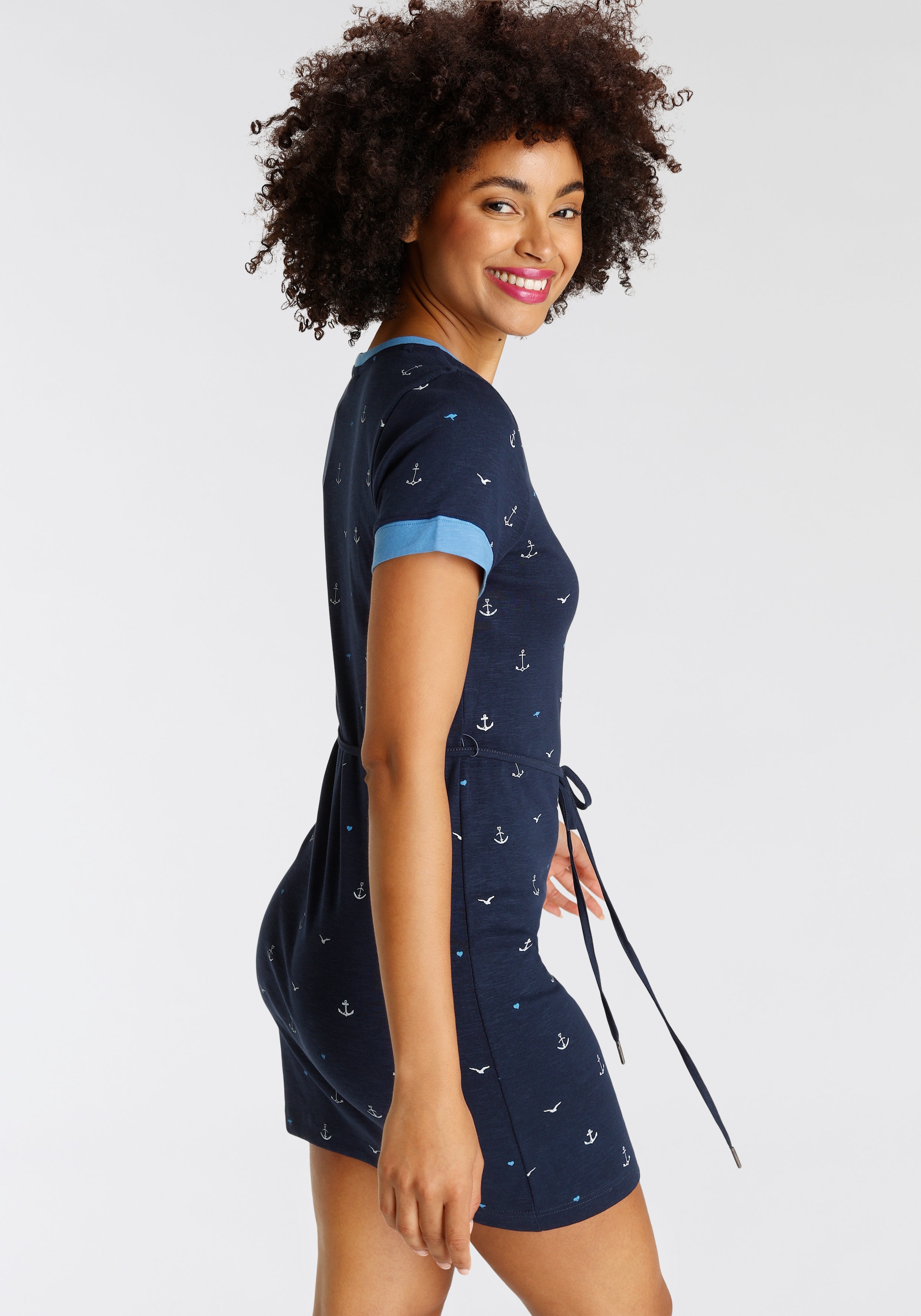 KangaROOS mit BAUR | (mit - Bindegürtel), online NEUE kaufen Jerseykleid, Minimal-Alloverdruck maritimen KOLLEKTION