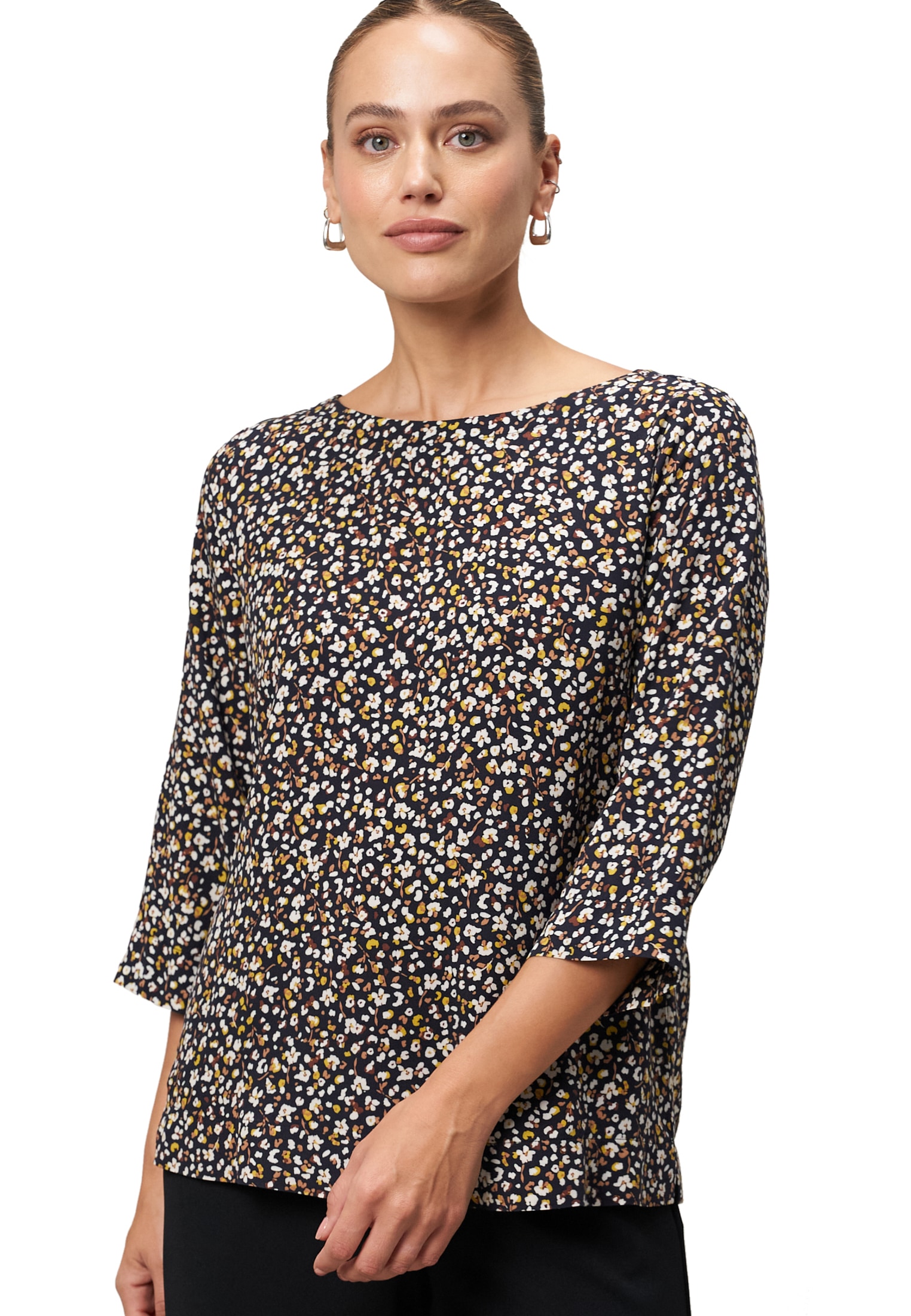 Zero Klassische Bluse "zero Bluse geblümt mit 3/4 Arm" günstig online kaufen