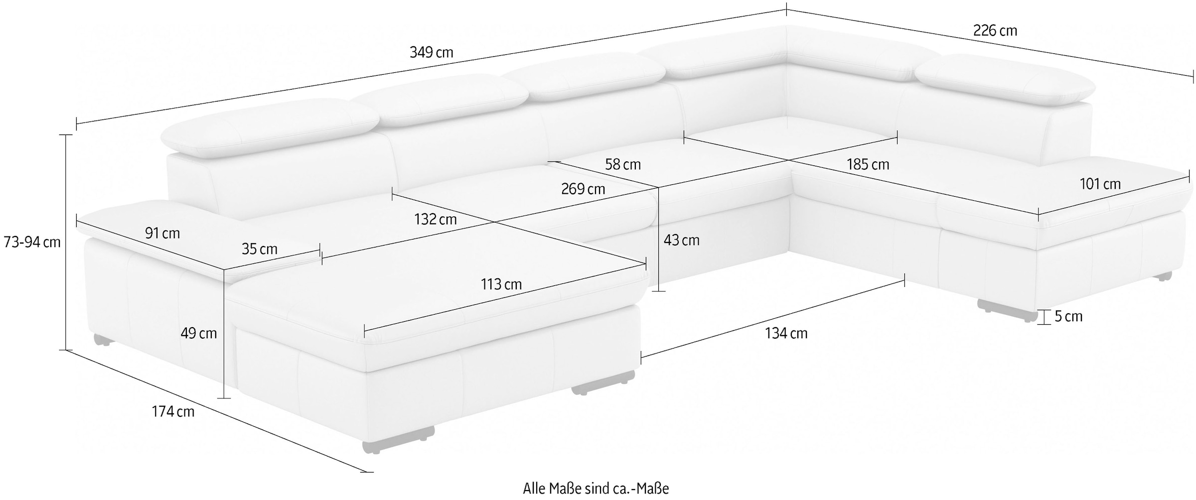 sit&more Wohnlandschaft »Alcudia U-Form«, wahlweise mit Bettfunktion