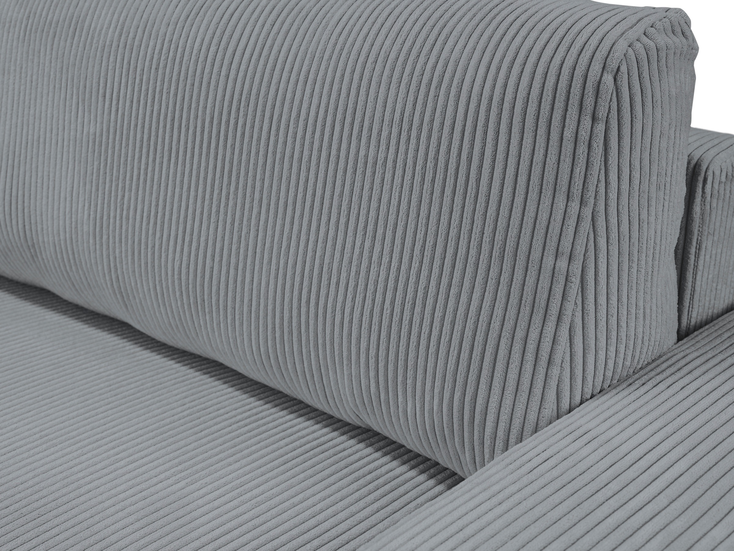 WERK2 Ecksofa »Rotterdam-L, kuschelweicher Cord oder Breitcord, L-Form, Breite 267 cm«, Design Ecksofa mit Schlaffunktion & Bettkasten, Cord, Grau