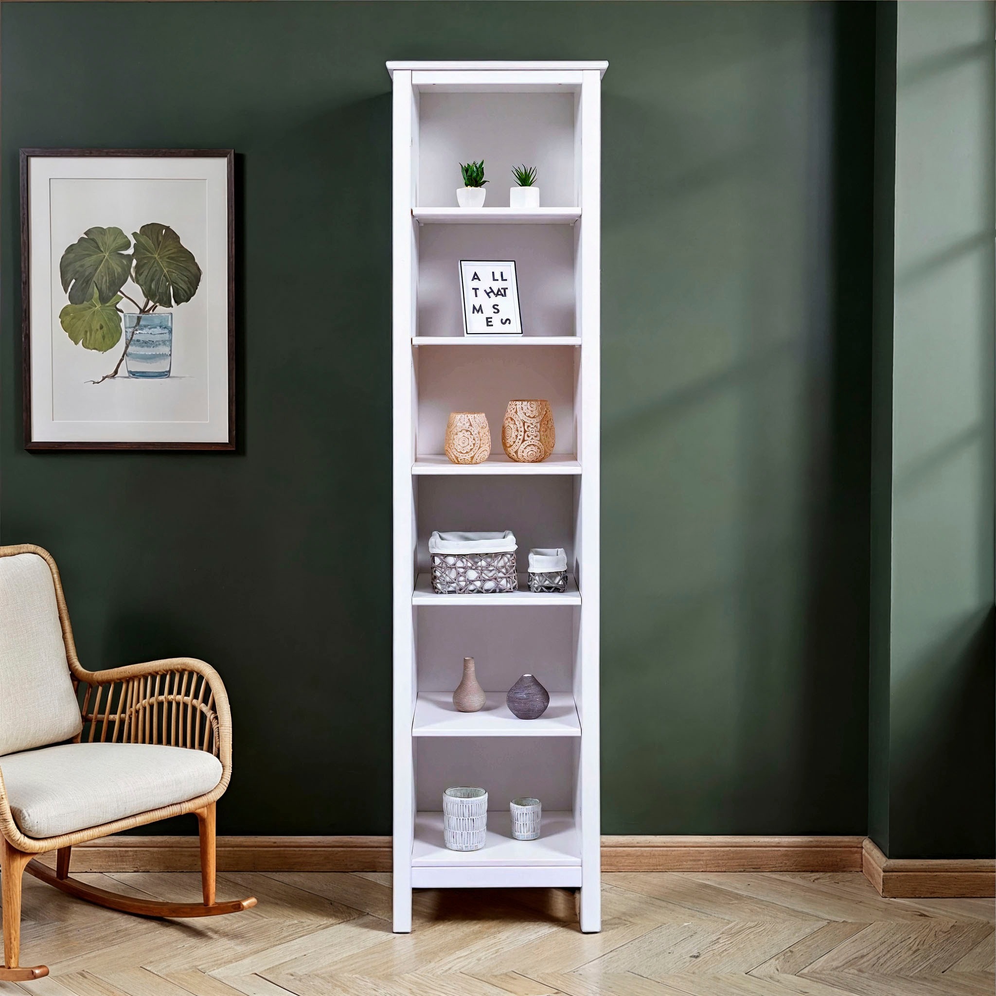 Inter Link Standregal »Pinora, Kiefer Massivholz Weiss, 5 Einlegeböden, 50 x 39,50 x 197 cm« 1 Stk. tlg. Regal im modernem Skandi Look, 2 Größen erhältlich