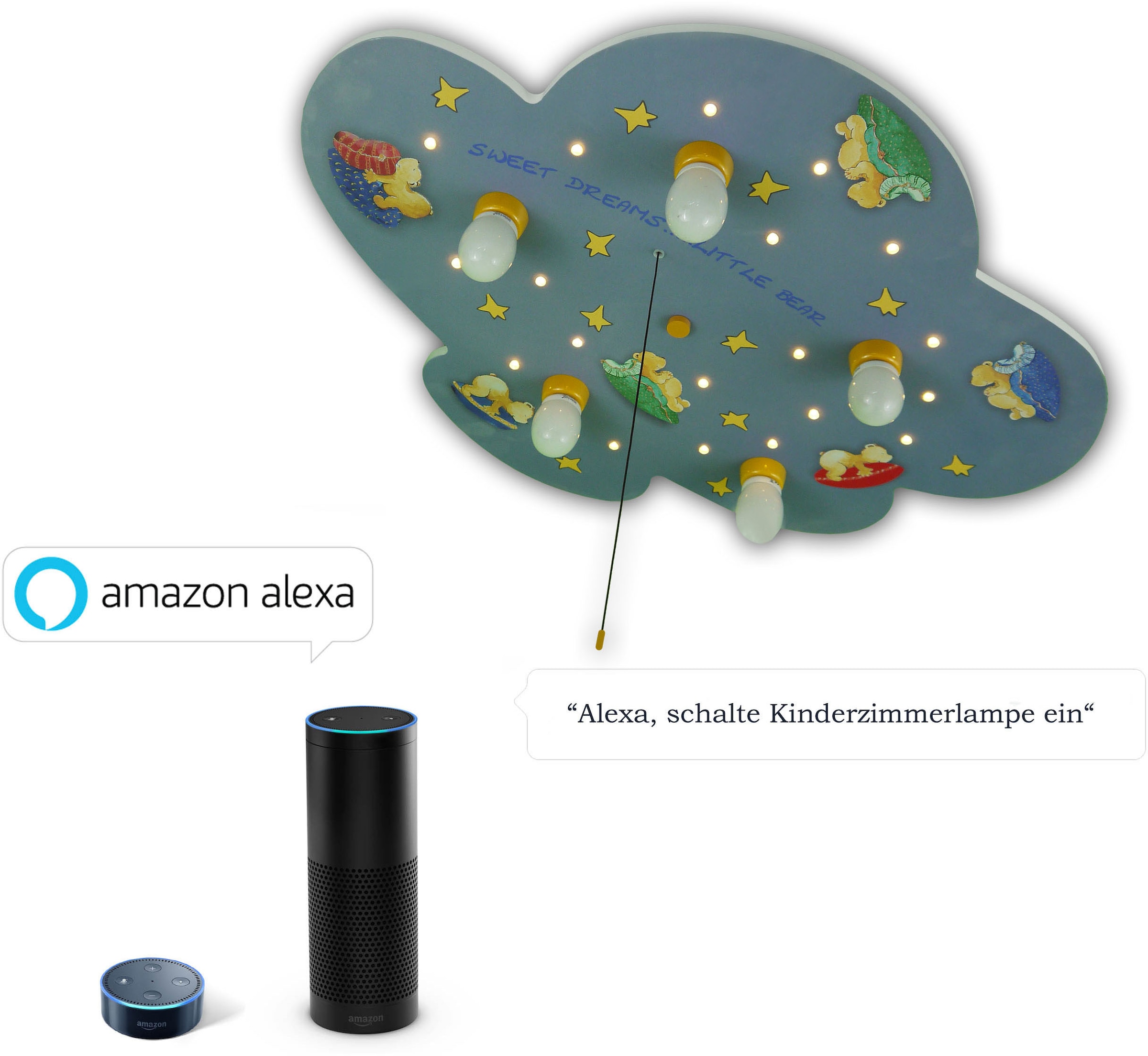 niermann Deckenleuchte »Wolke Bärchen«, 5 flammig-flammig, Deckenleuchte  Wolke Bärchen 'Amazon Alexa kompatibel' | BAUR