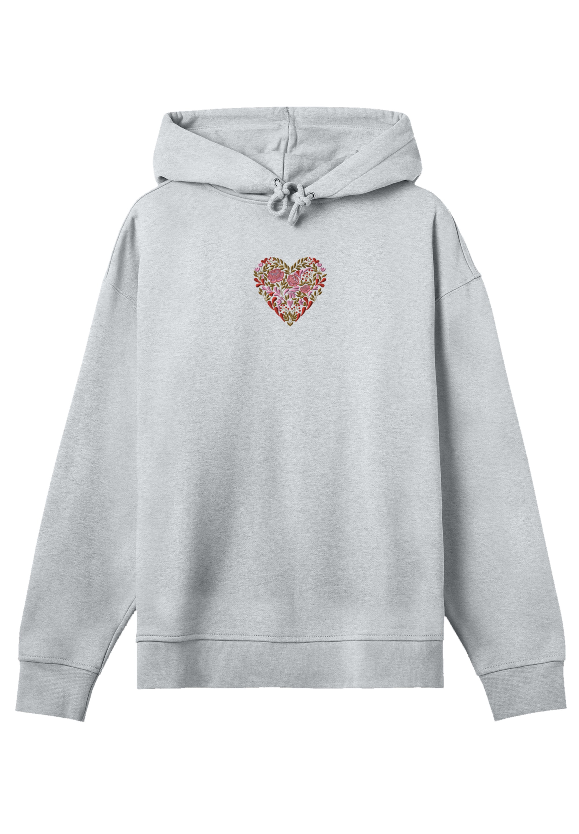 F4NT4STIC Kapuzenpullover »Blumen Herz bestickt«, bestickt, Premium Qualität