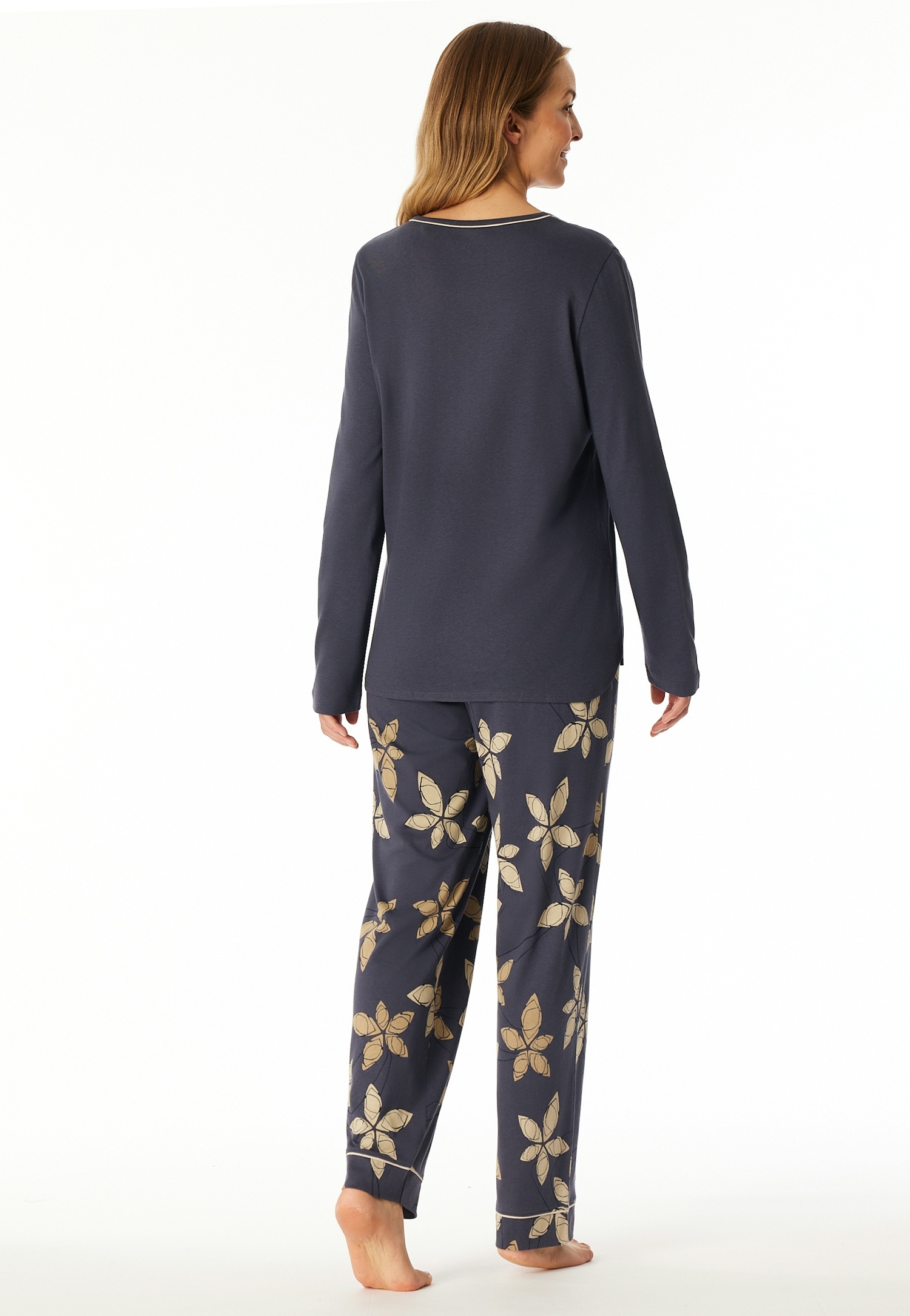 Thumbnail - Schiesser Schlafanzug "Comfort Nightwear" 2 Stk. tlg., Baumwollmischung, Rundhalsausschnitt, langärmelig