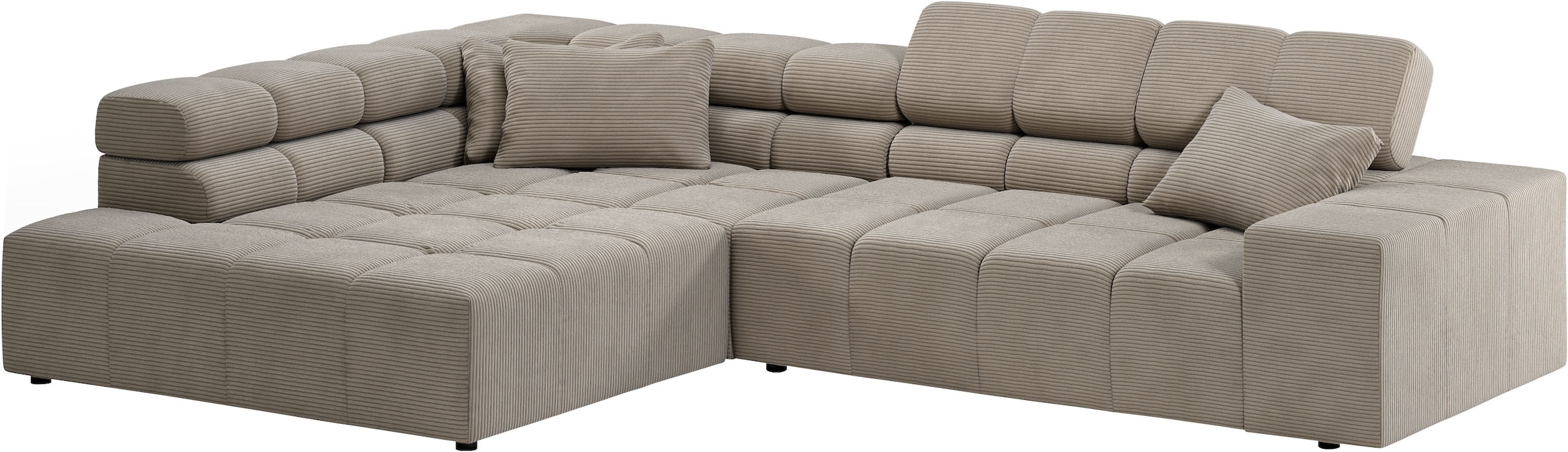 INOSIGN Ecksofa »Ancona incl. Kopfteilverstellung, Zierkissen Breite 319cm, L-Form«, wahlweise motorische Sitztiefenverstellung, auch in Cord + Easy Care