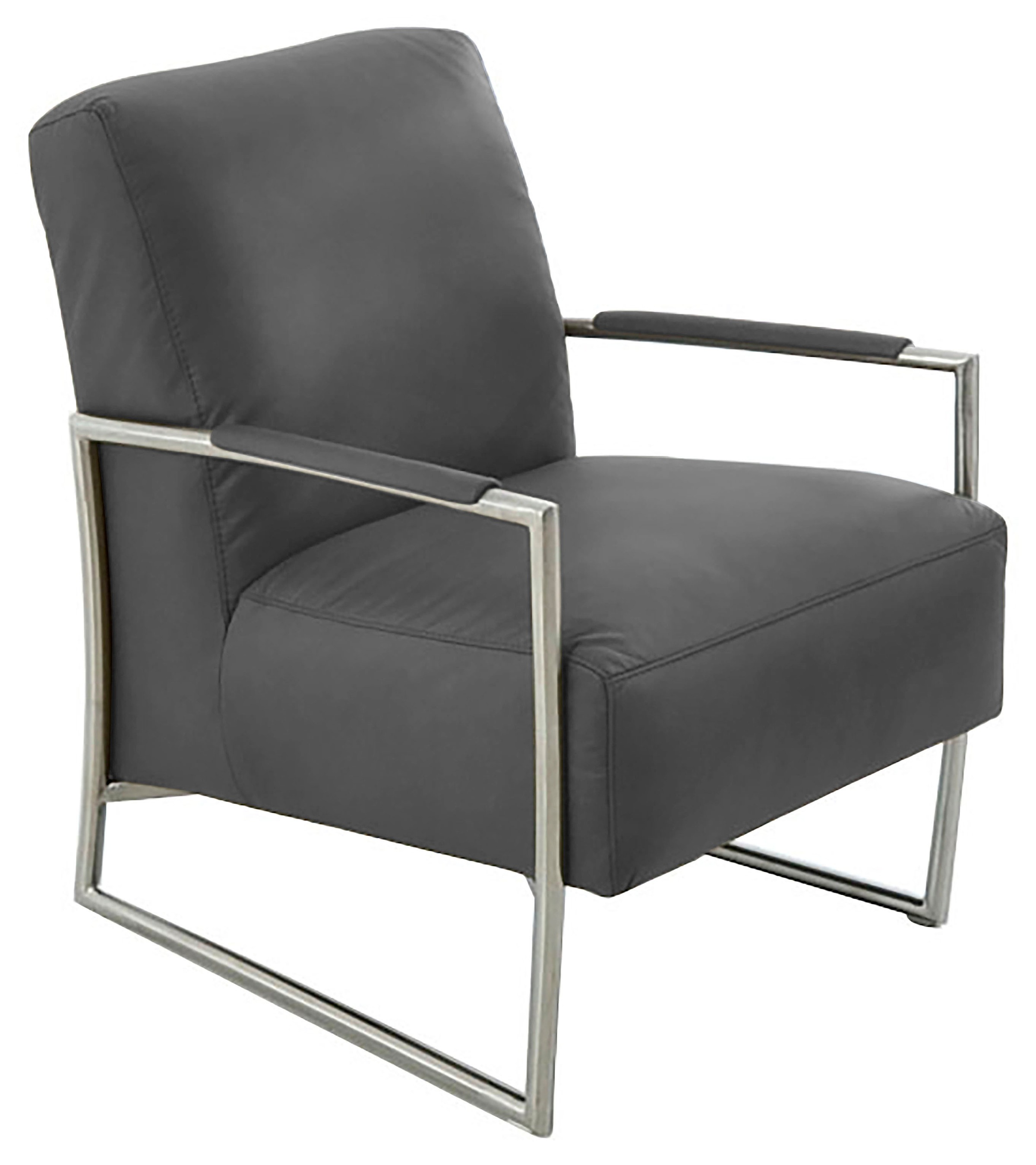 K+W Komfort & Wohnen Cocktailsessel, mit bezogenen Armlehnen, Gestell in Metall Edelstahloptik