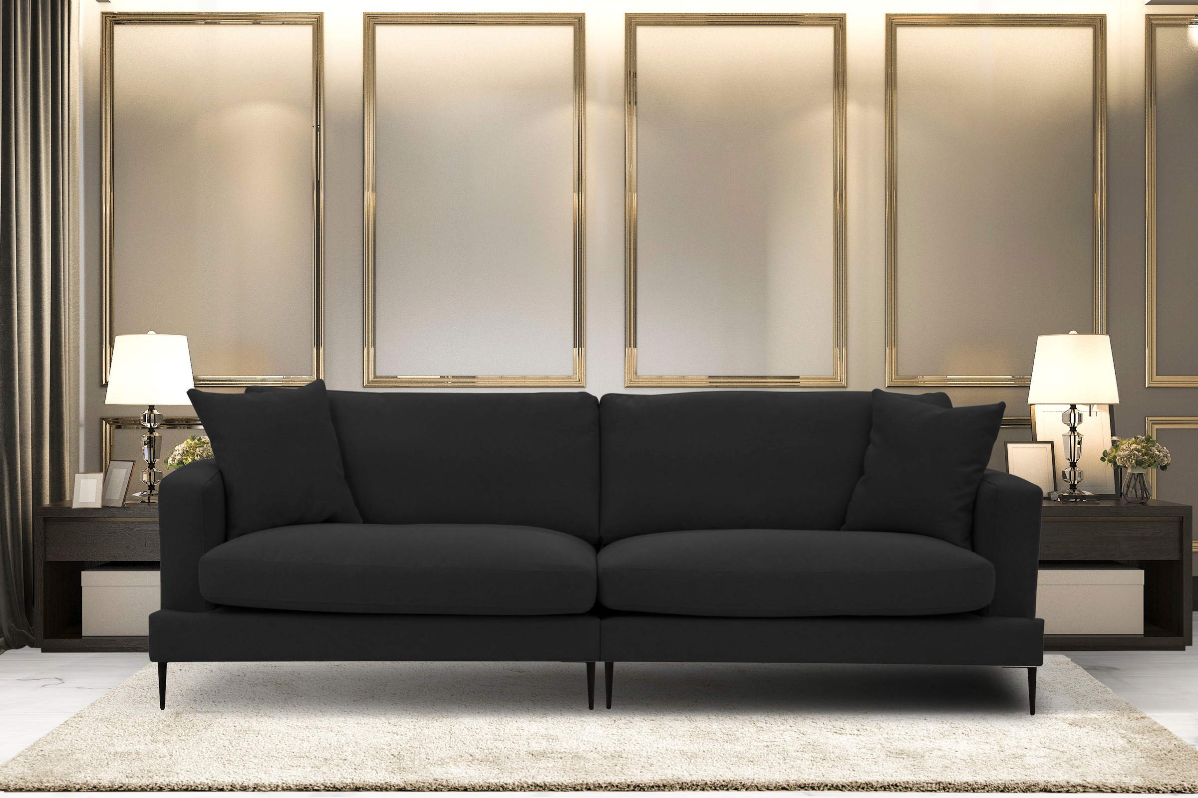 Leonique Big-Sofa "Cozy", mit losen Kissen und Metallbeinen günstig online kaufen