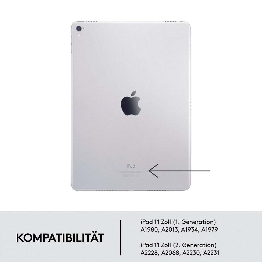 Logitech iPad-Tastatur »Folio Touch iPad Pro 11 Zoll Keyboard Case«, (Multimedia-Tasten)
