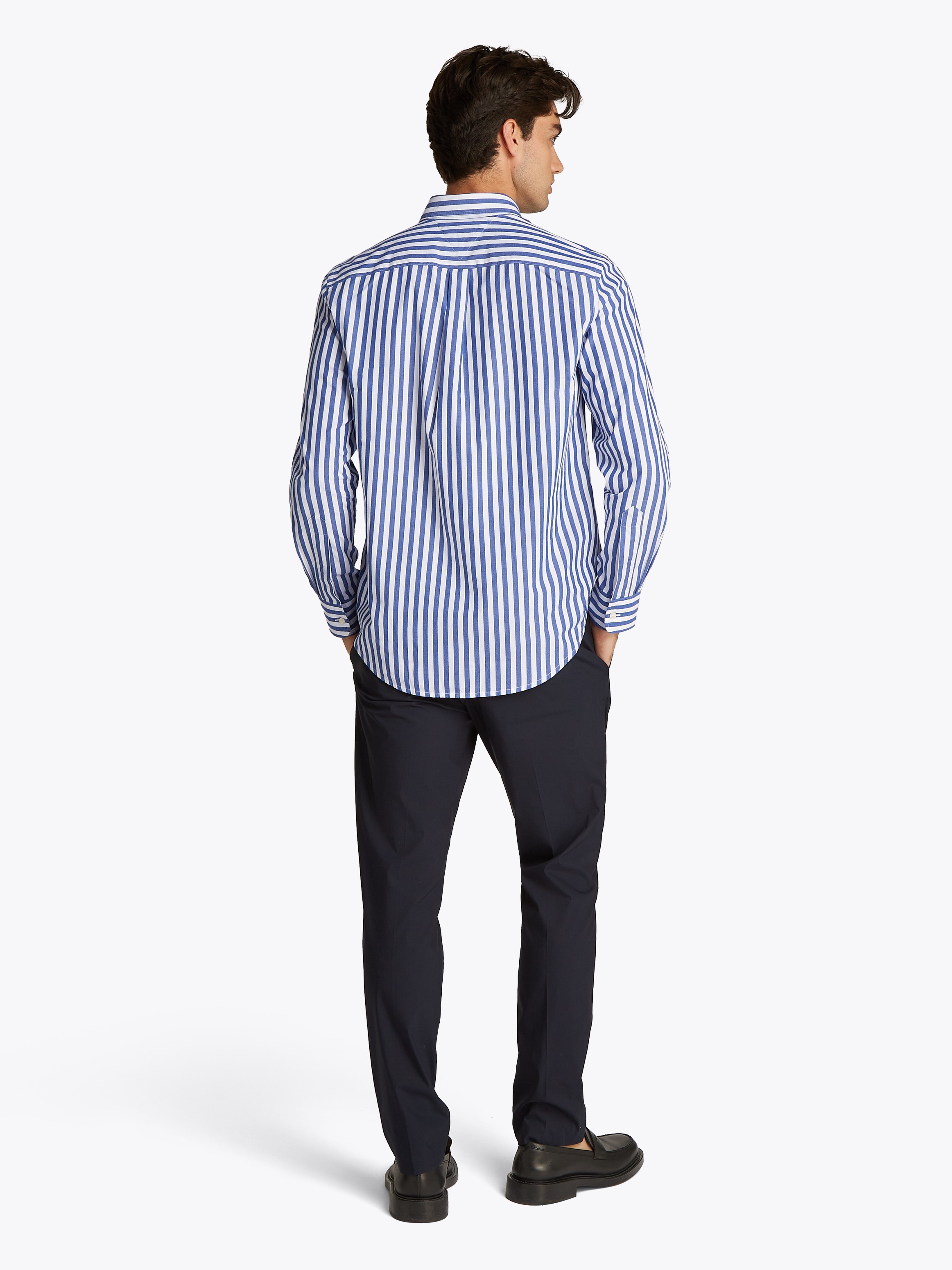 Tommy Hilfiger Langarmhemd »FLEX POPLIN BOLD STRIPE RF SHIRT«, Mit Rundhalsausschnitt