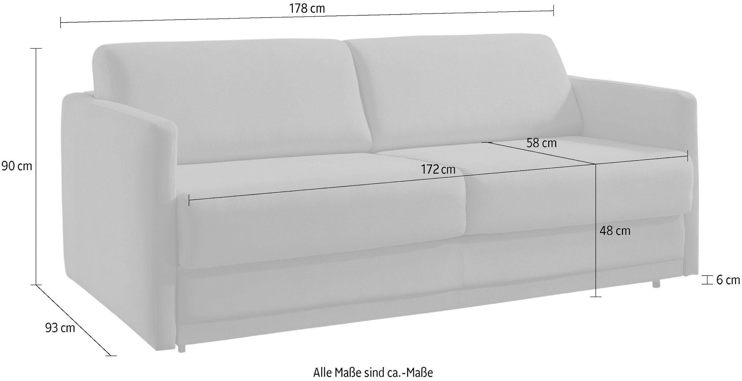 Places of Style Schlafsofa Dauerschläfer geeignet | inklusive »Lincoln«, Matratze hochwertiger BAUR für