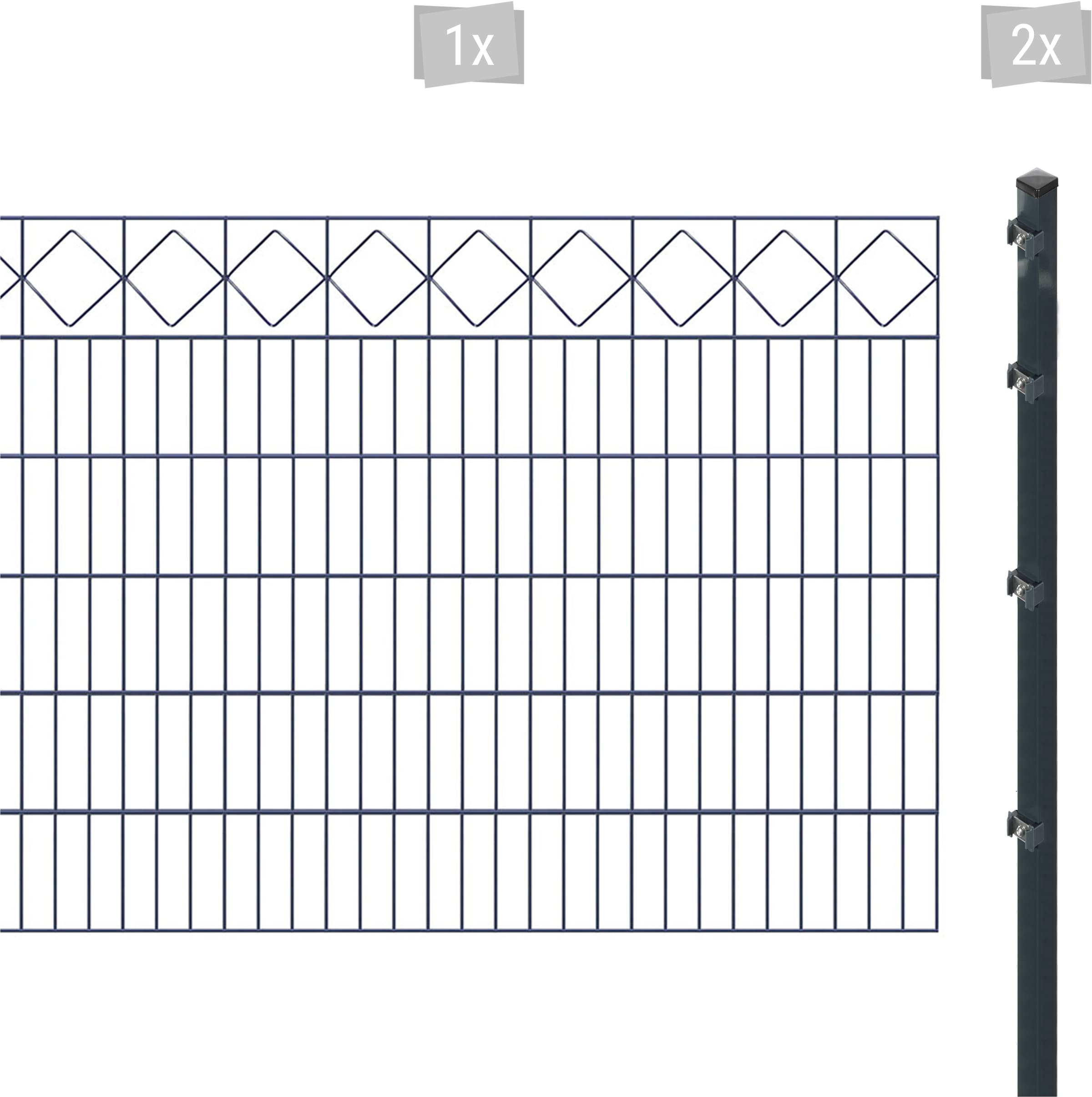 Arvotec "ESSENTIAL 120 zum Einbetonieren "Karo" mit Zierleiste" Zaunhöhe 120 cm, Zaunlänge 2 - 60 m