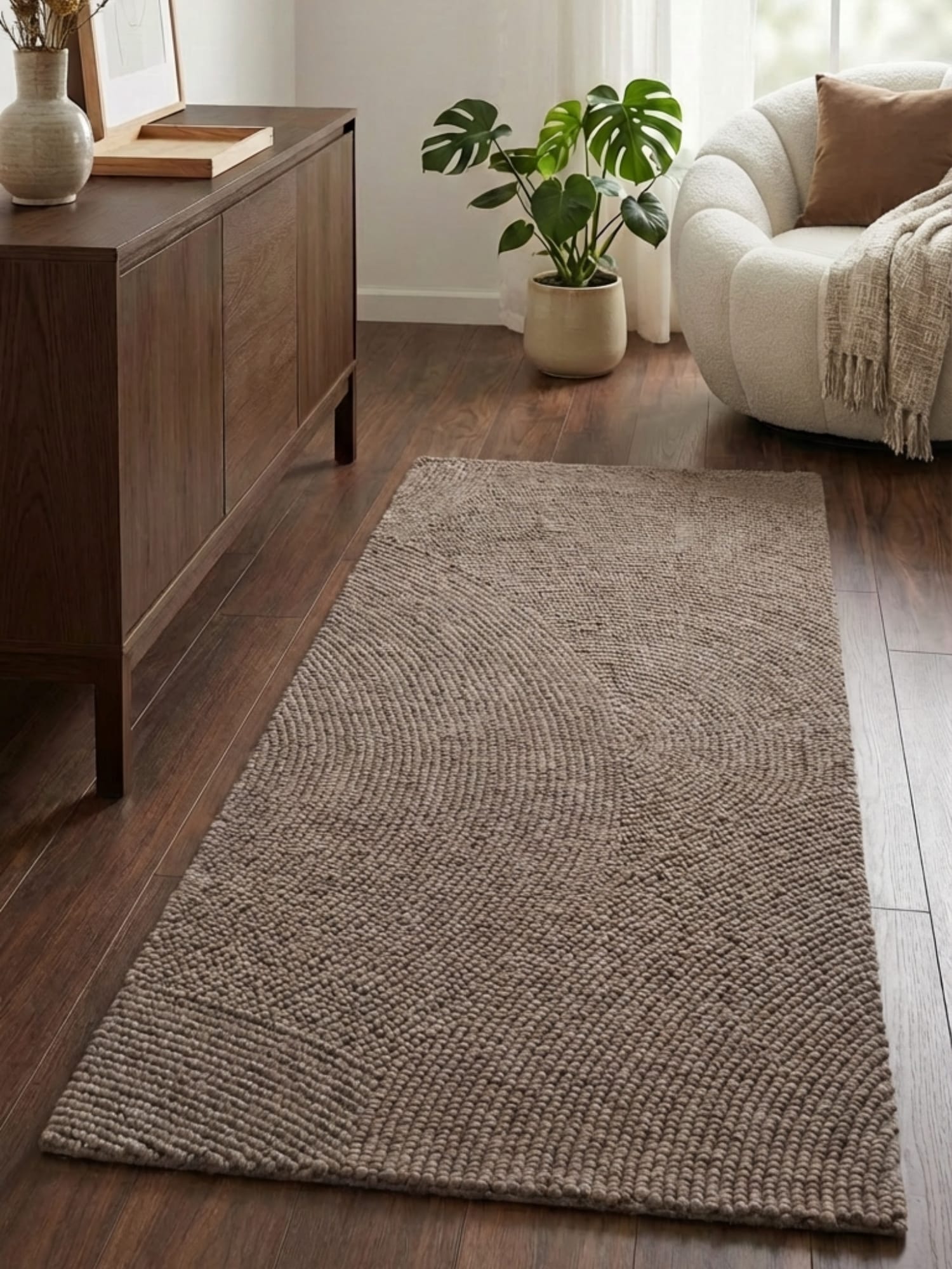 HANSE Home Wollteppich "Calmio, auch als Läufer und in rund" rechteckig 18 mm Höhe Handgetuftet, Wolle, Natur, Wohnzimmer, Schlafzimmer, Skandi, Hygge