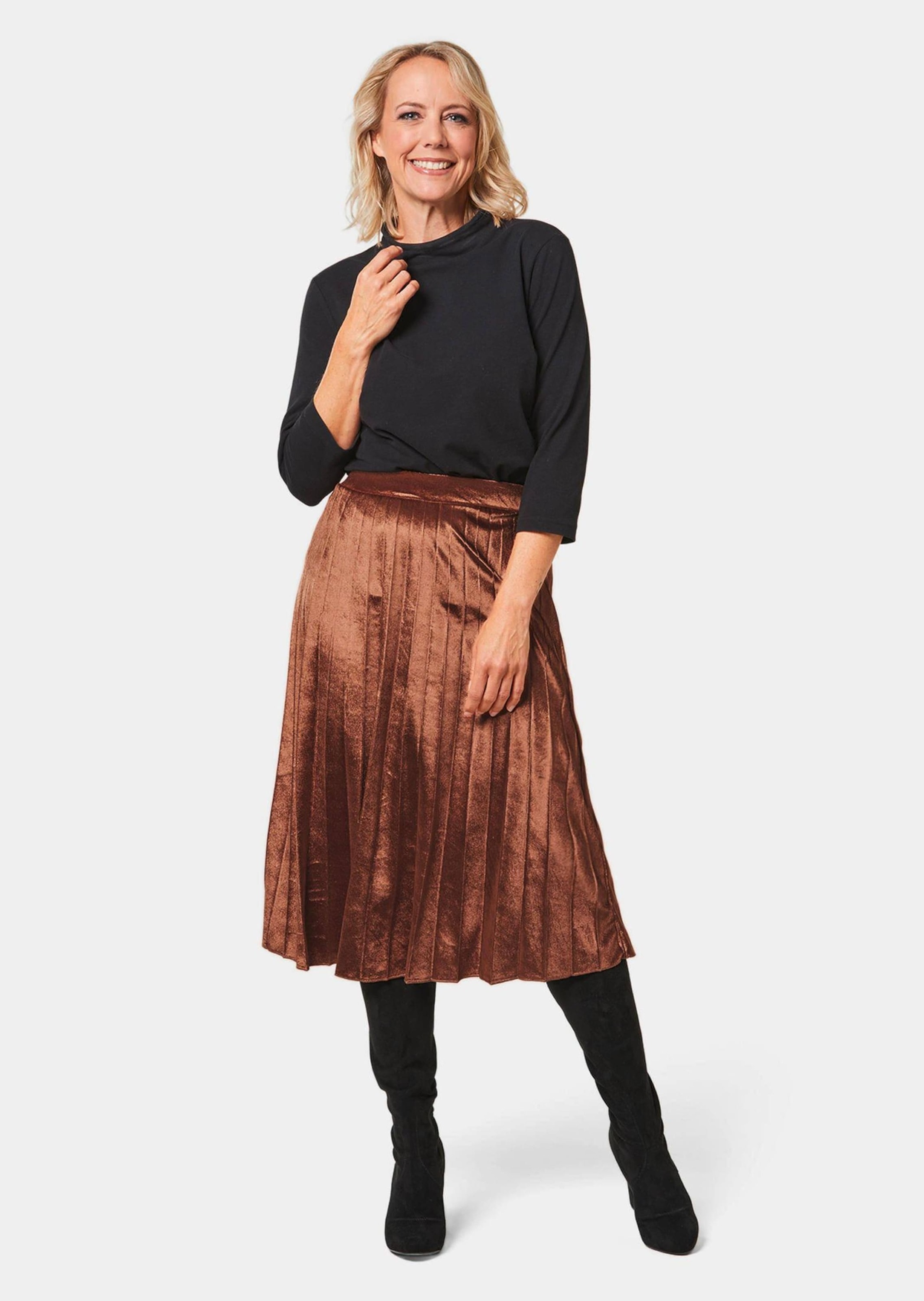 GOLDNER A-Linien-Rock "Plisseerock aus schimmerndem Samt" günstig online kaufen
