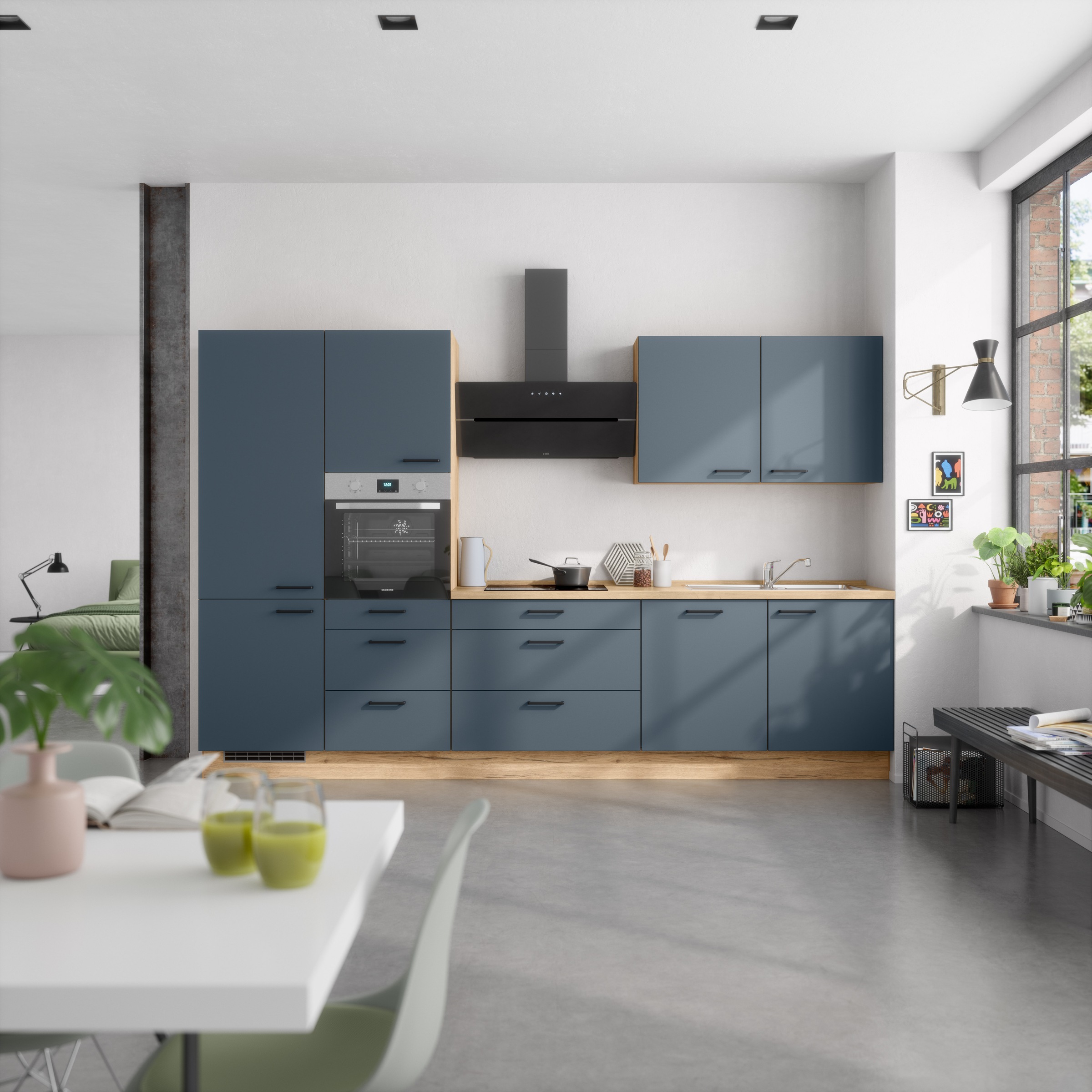 nobilia® Küchenzeile »"Easytouch II"«, vormontiert, Ausrichtung wählbar, Breite 330 cm, wahlw. mit E-Geräten